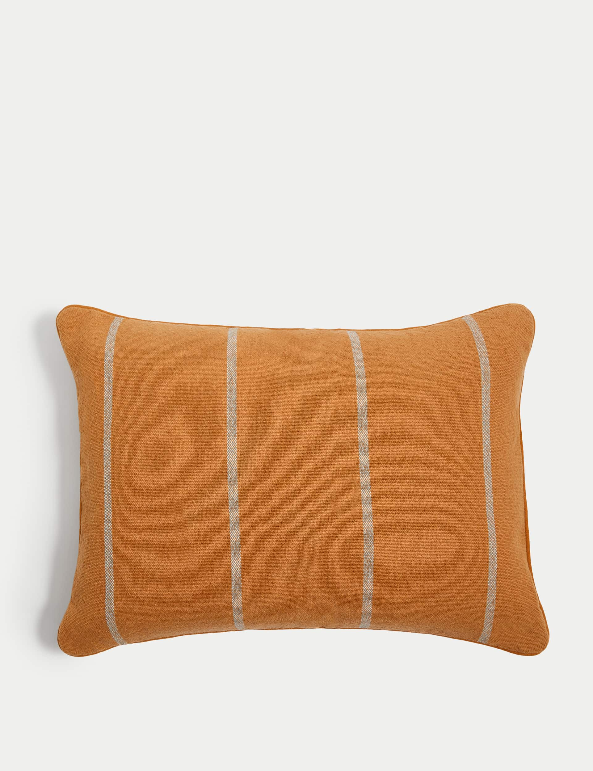 M&S Pure Cotton Striped Bolster Cushion - Caramel Mix, Caramel Mix