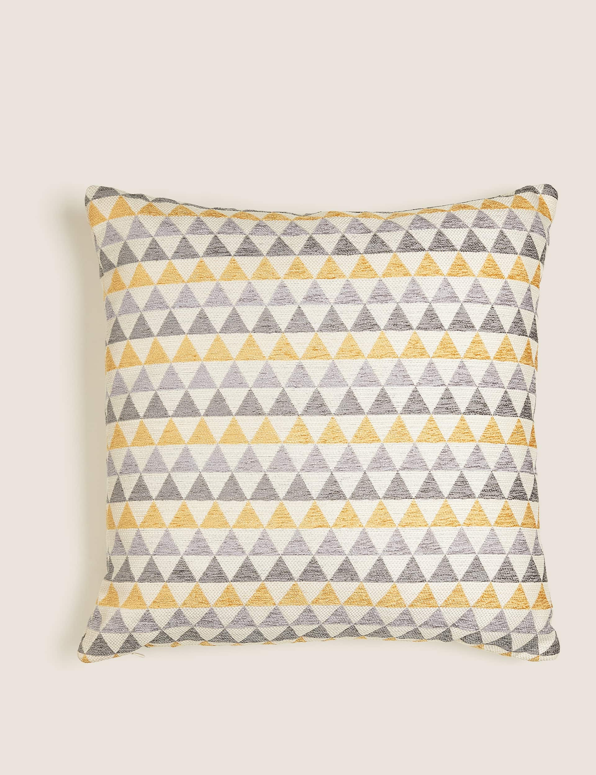 M&S Chenille Geometric Cushion - Ochre, Ochre