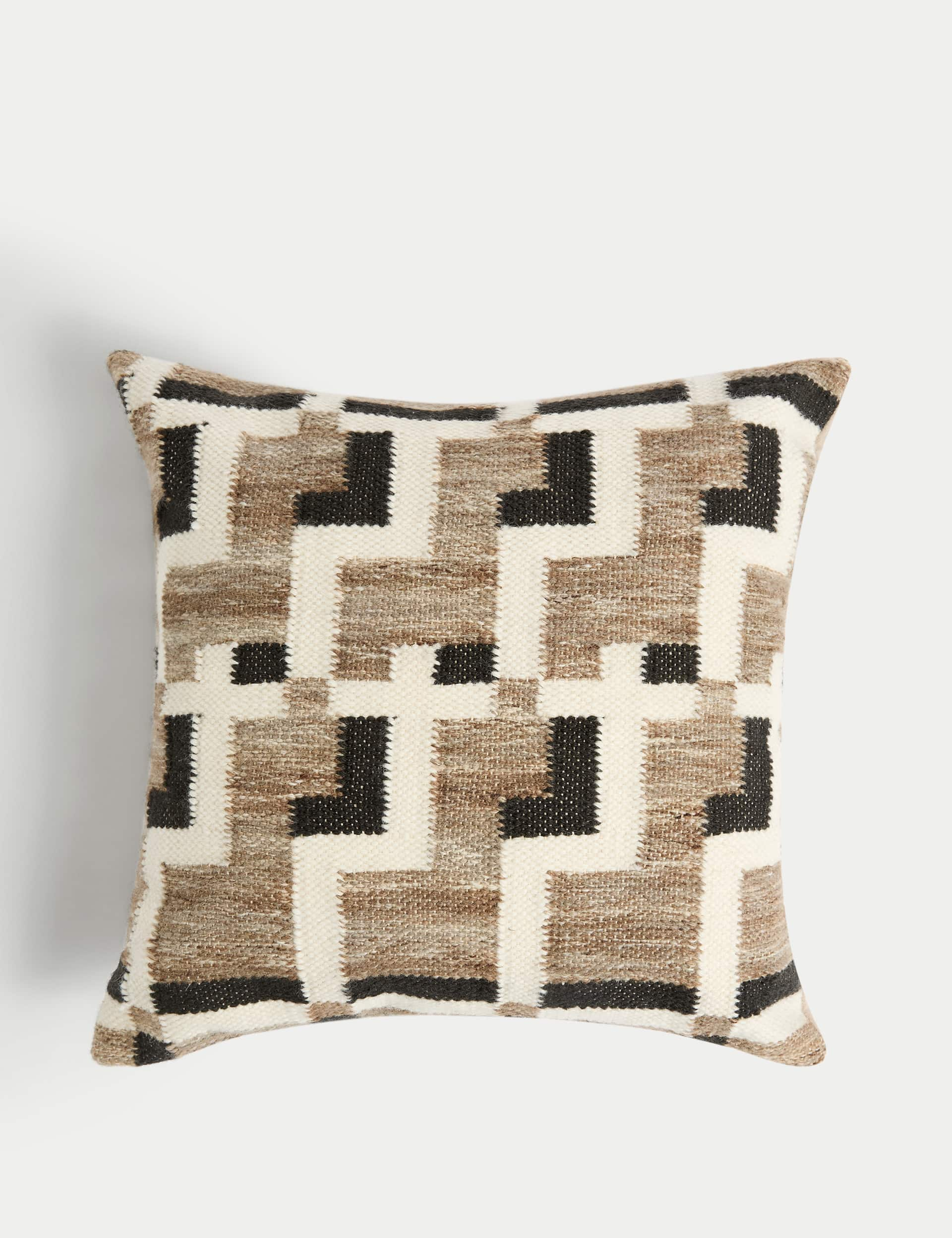 M&S Collection Wool Blend Geometric Cushion - Neutral, Neutral