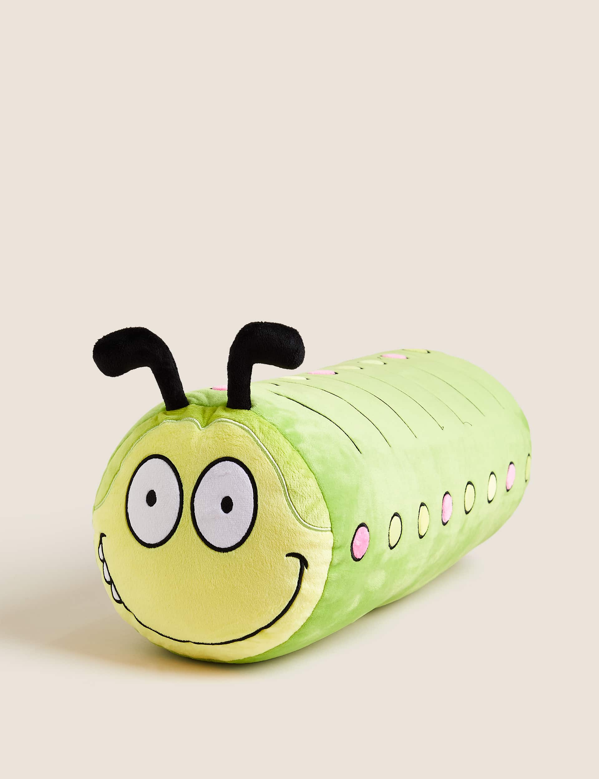 Colin the Caterpillar Bolster Cushion - Green Mix, Green Mix