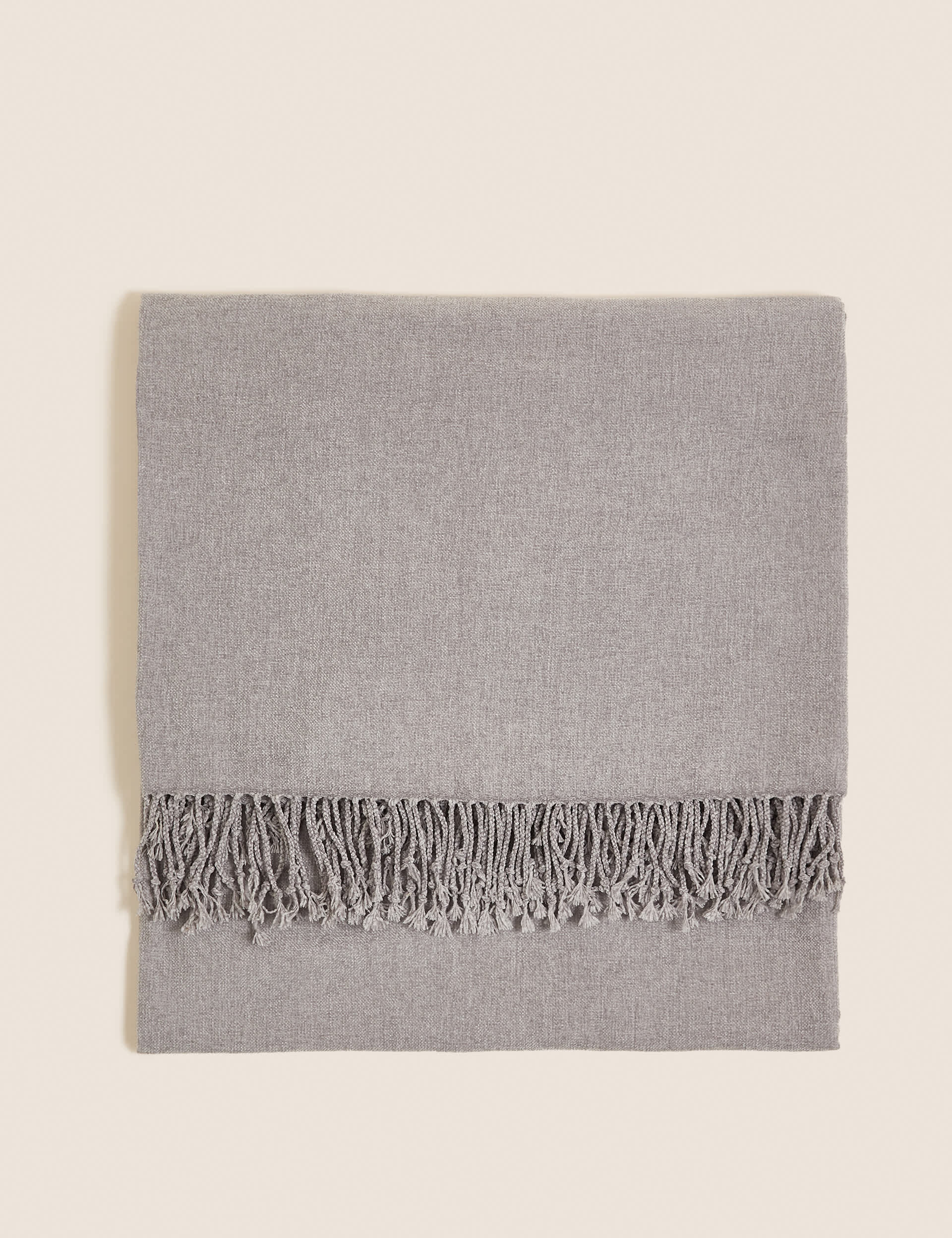 M&S Chenille Plain Throw - Light Grey, Caramel,Light Grey