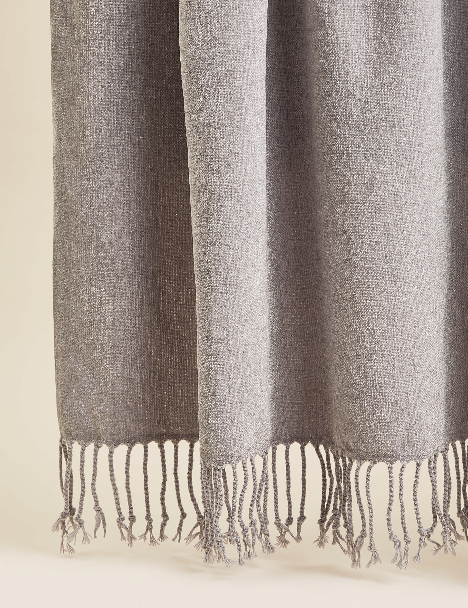 M&S Collection Chenille Plain Throw - Light Grey, Light Grey