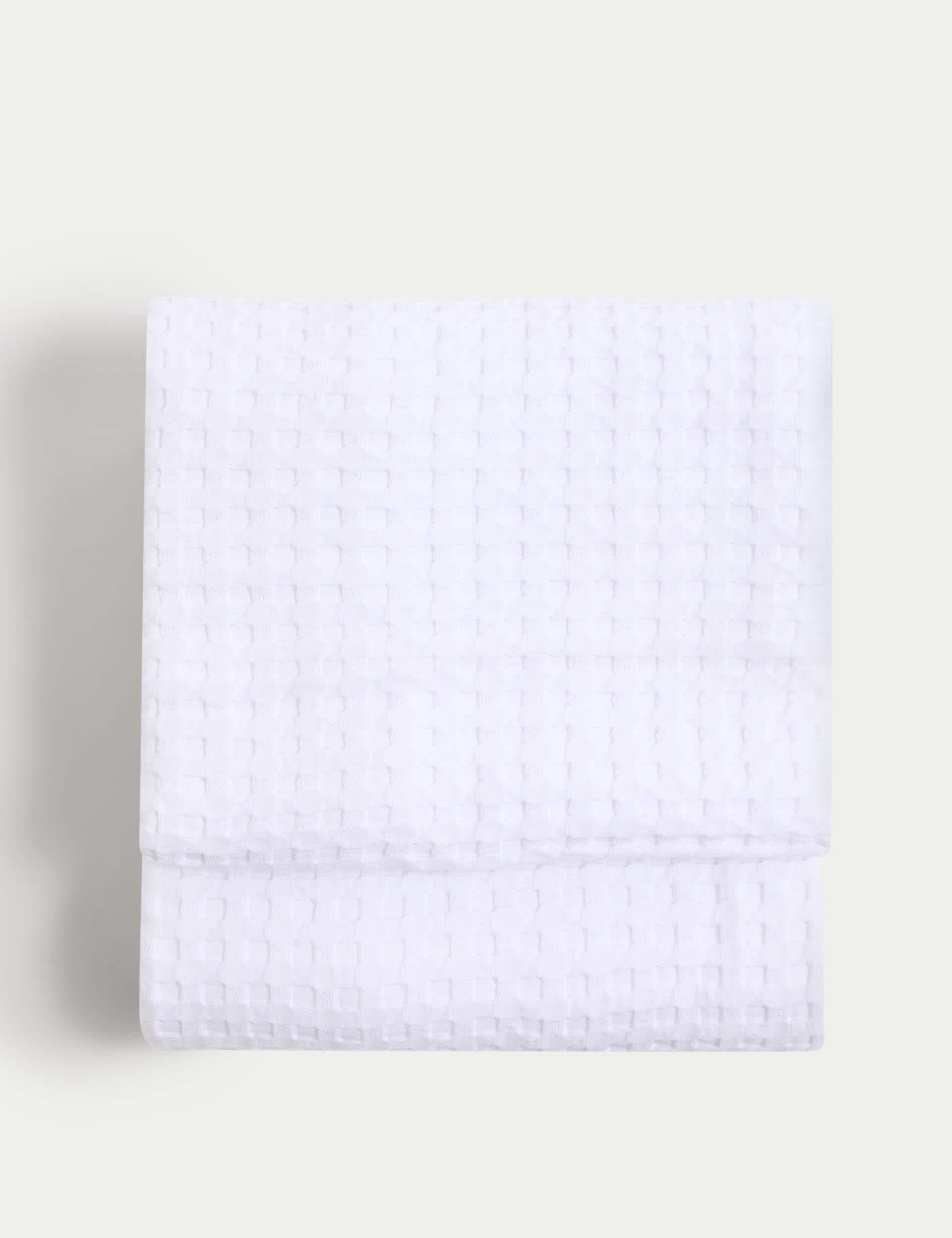 M&S Pure Cotton Large Waffle Throw - Soft White, Light Grey,Neutral,Soft White