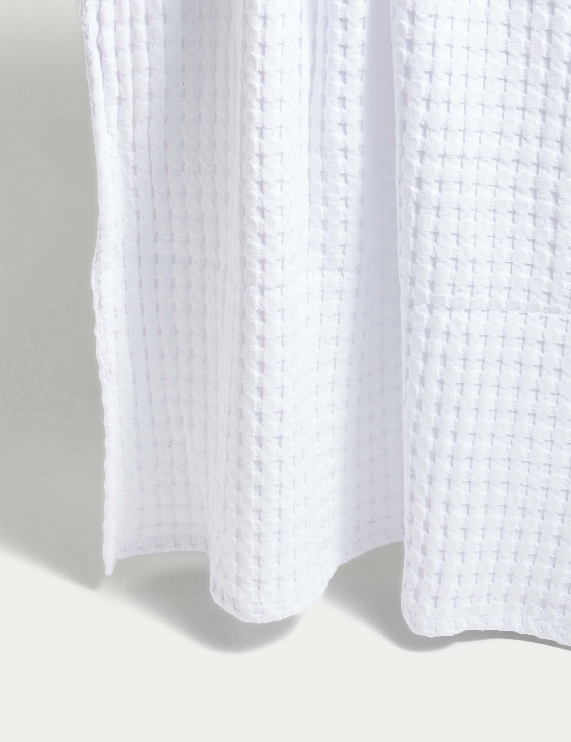 M&S Collection Pure Cotton Large Waffle Throw - Soft White, Soft White,Light Grey