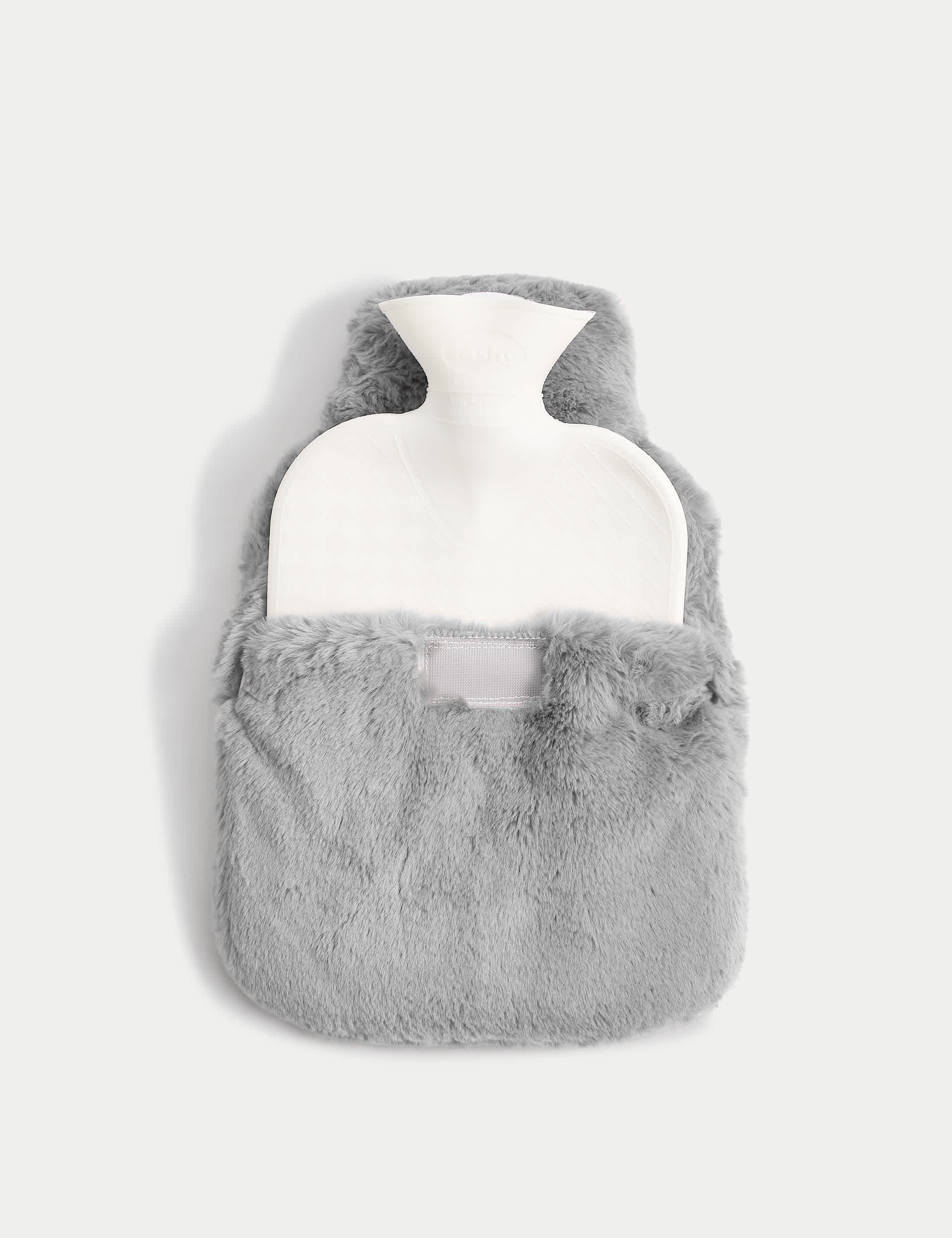 M&S Collection Supersoft Faux Fur Hot Water Bottle - Light Grey, Light Navy,Neutral,Light Grey,Rust