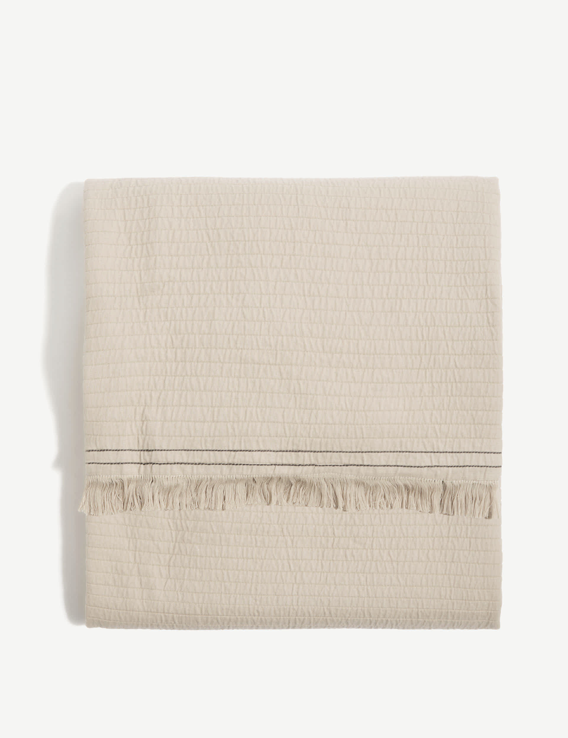 M&S Pure Cotton Large Stitched Throw - Neutral, Neutral