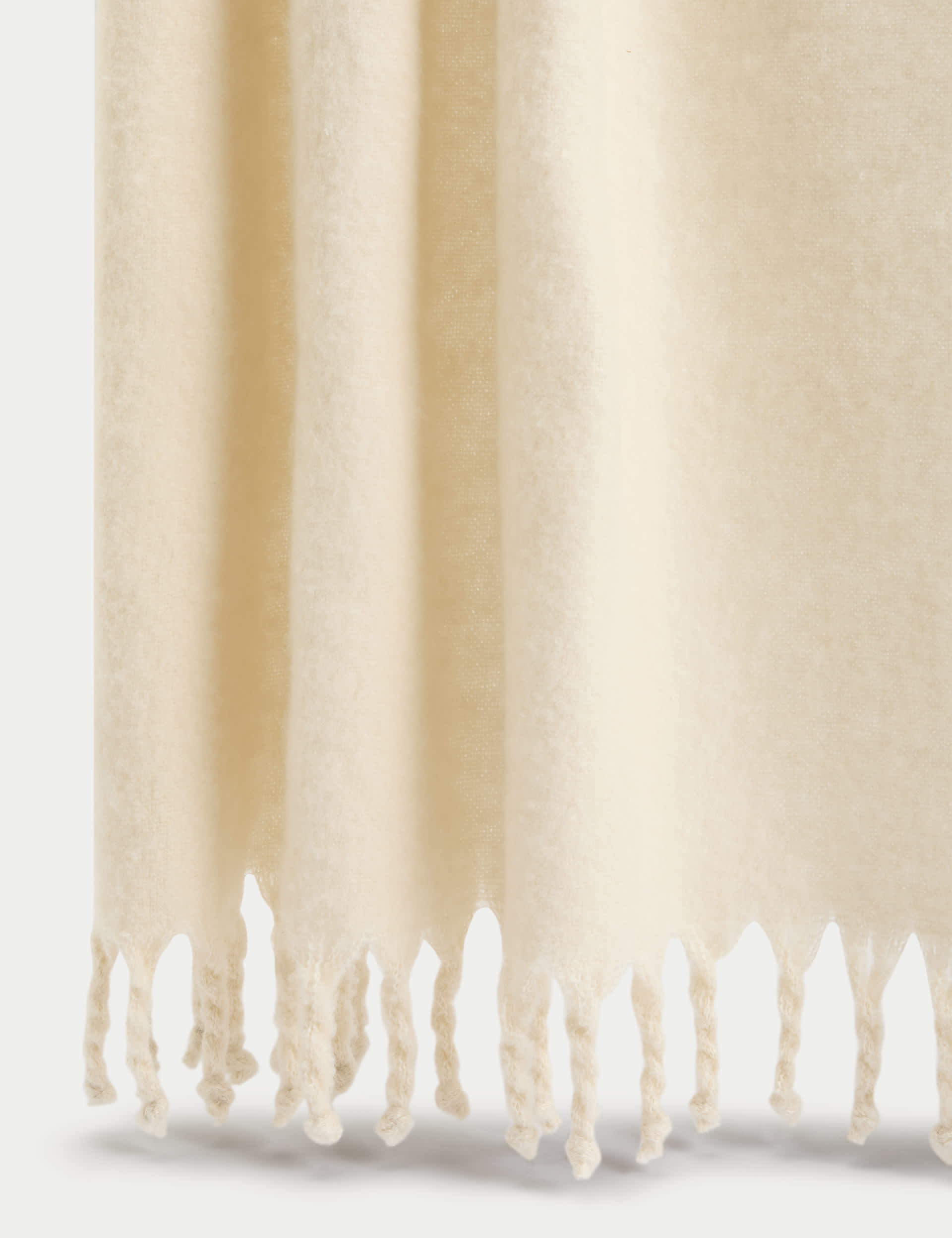 M&S Collection Faux Mohair Throw - Cream, Cream,Camel