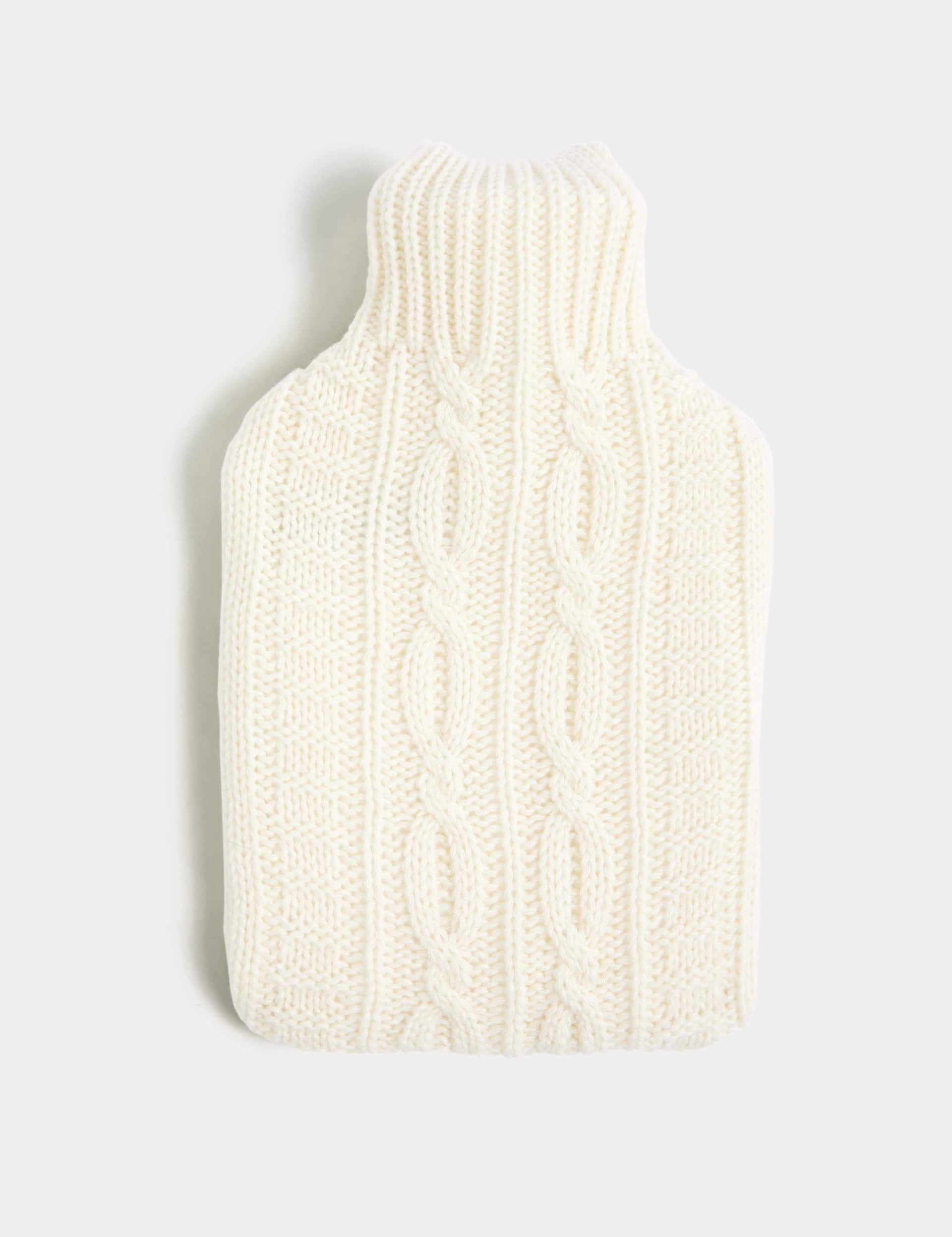 M&S Knitted Hot Water Bottle - Cream, Cream