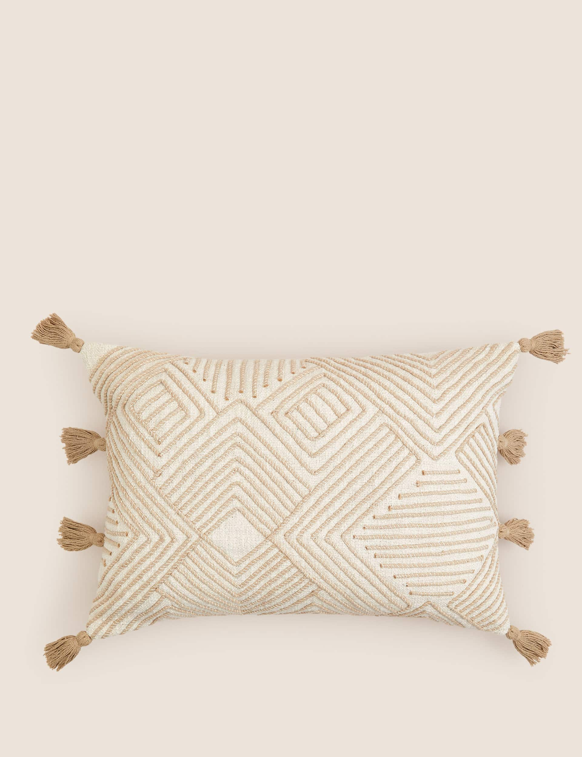 M&S Pure Cotton Textured Bolster Cushion - Natural Mix, Natural Mix