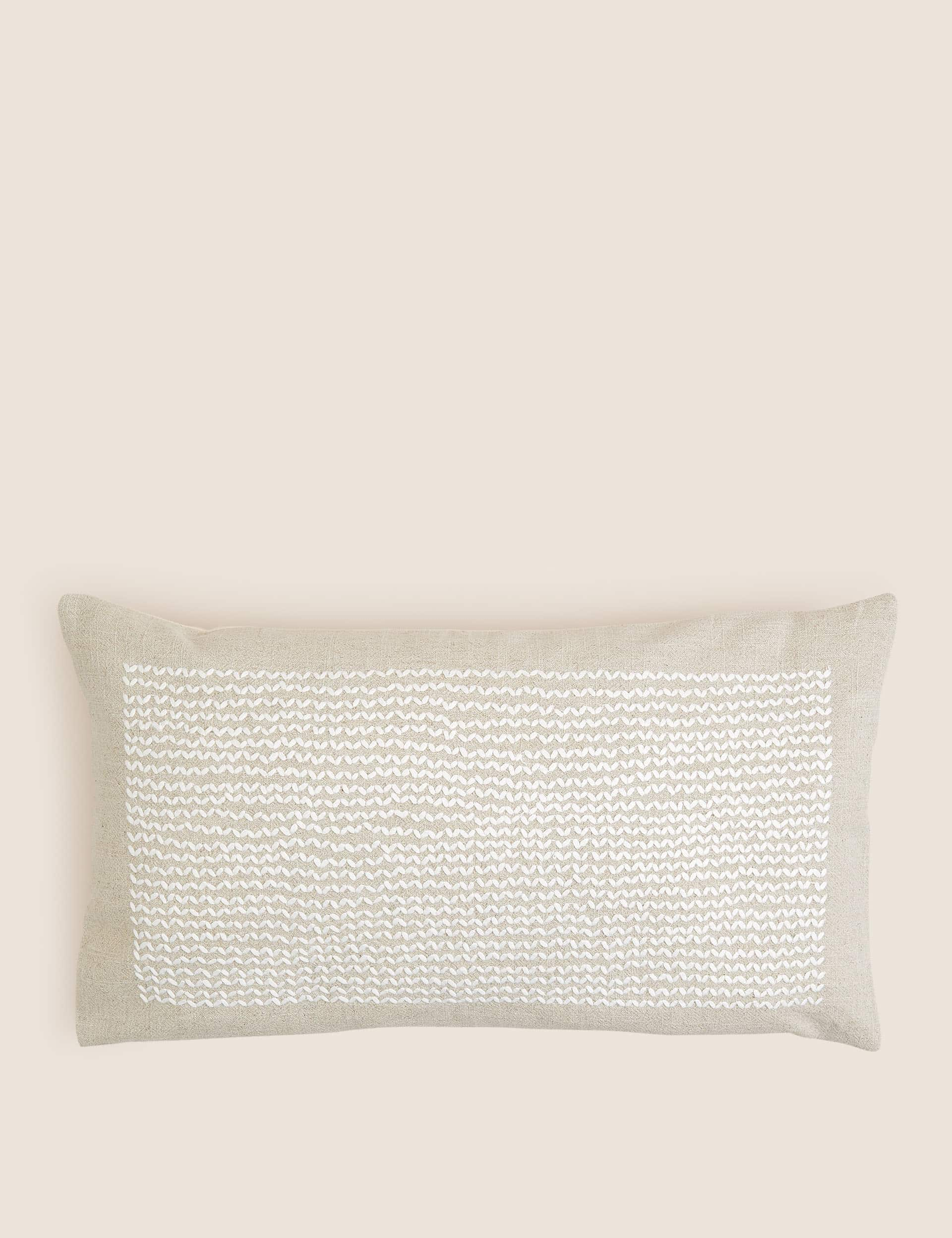 M&S Cotton with Linen Bolster Cushion - Natural Mix, Natural Mix