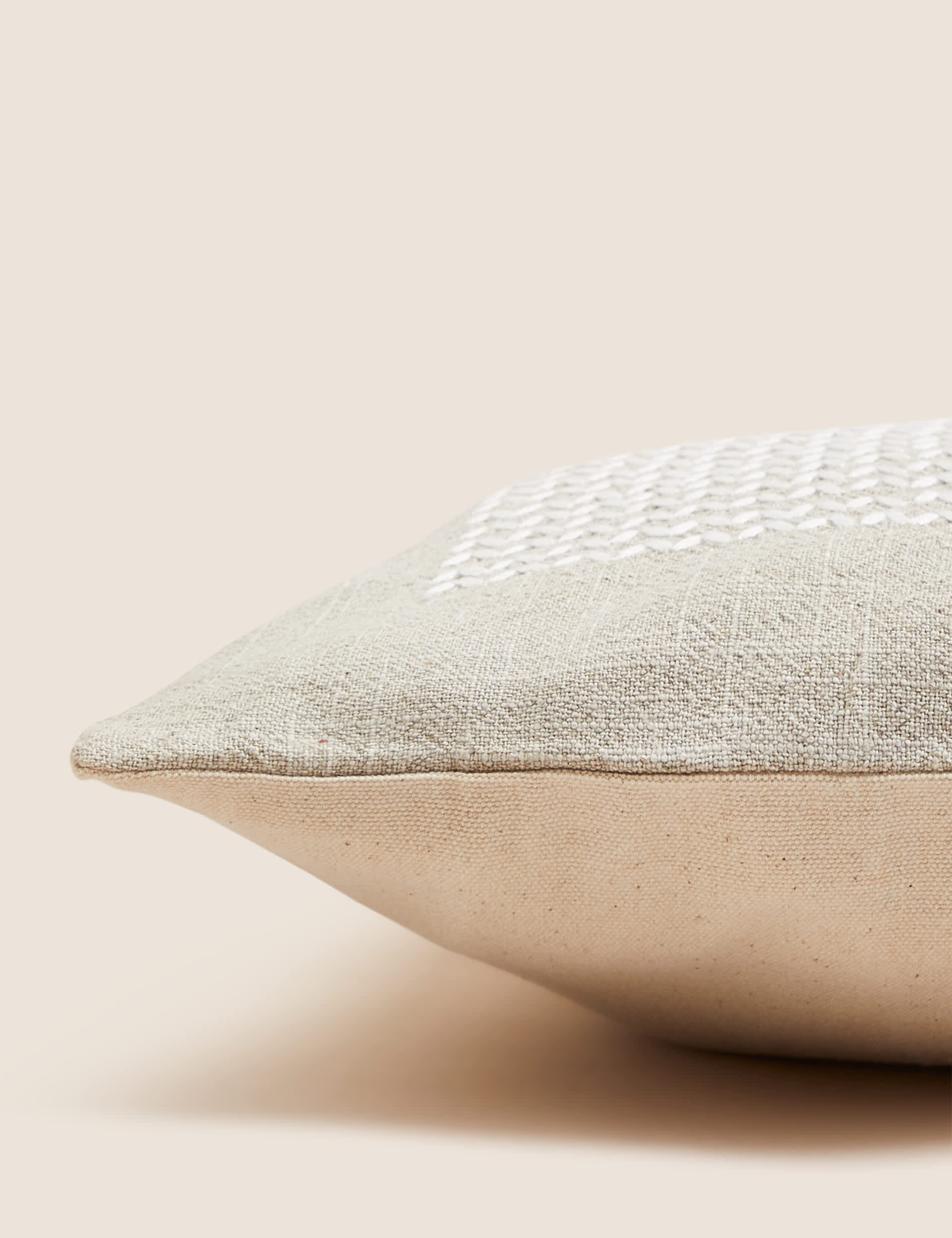 M&S Collection Cotton with Linen Bolster Cushion - Natural Mix, Natural Mix