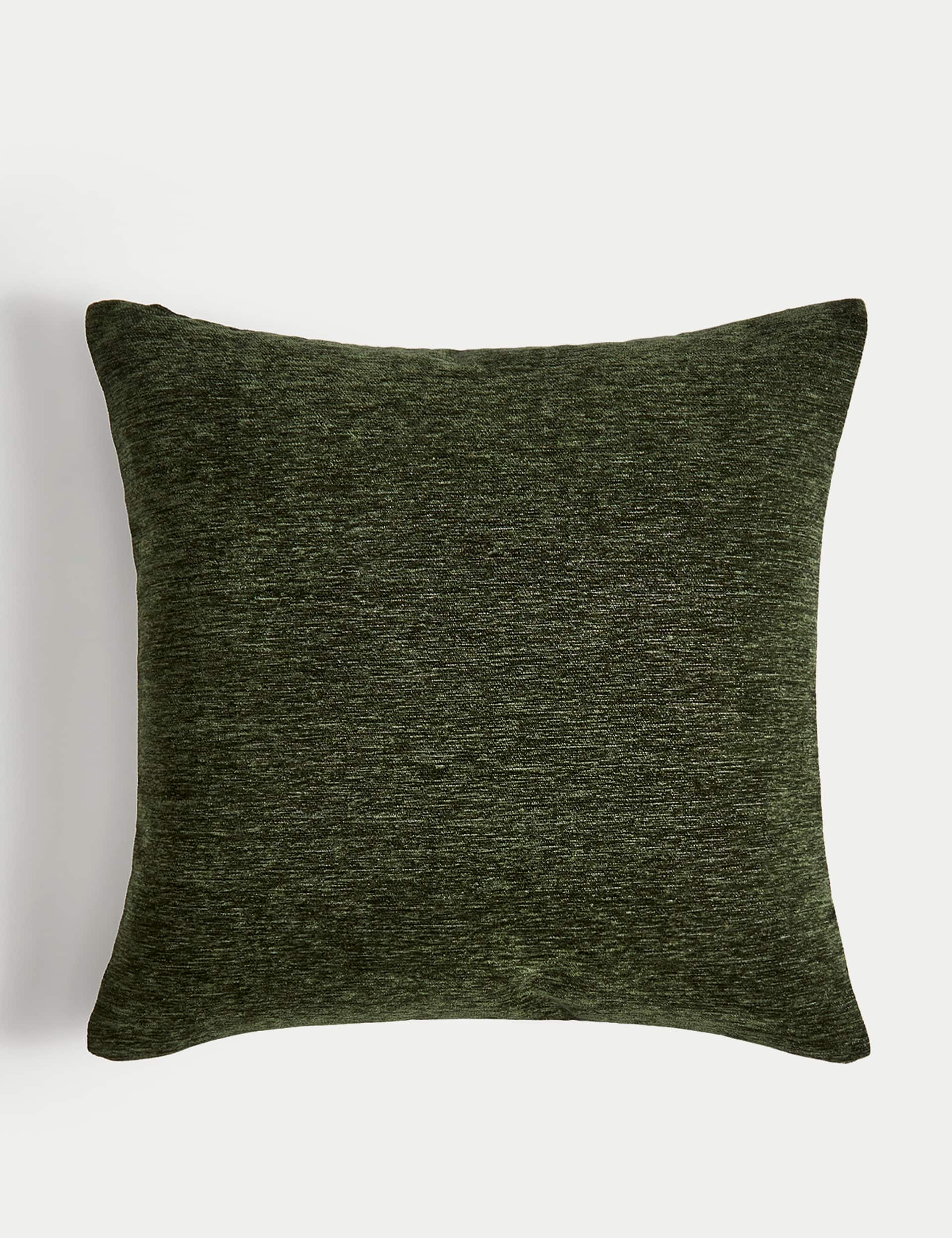 M&S Chenille Cushion - Green, Rust,Navy,Neutral,Green