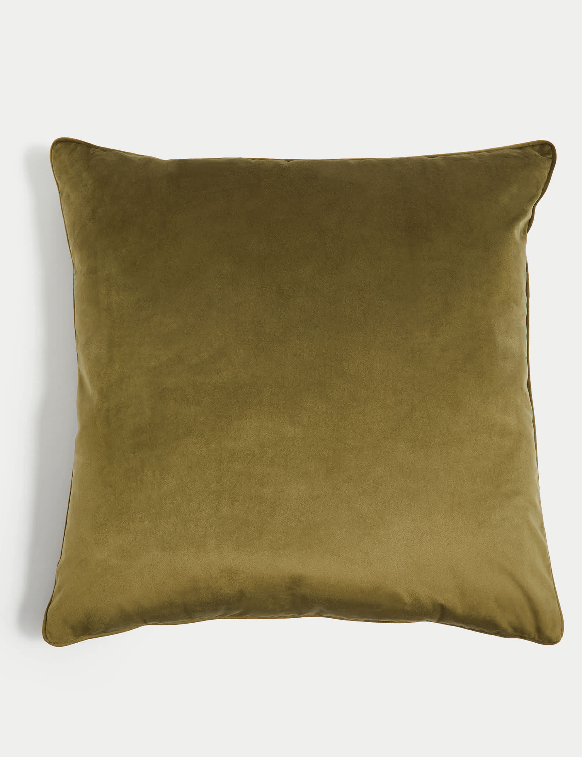 M&S Velvet Piped Large Cushion - Olive, Olive