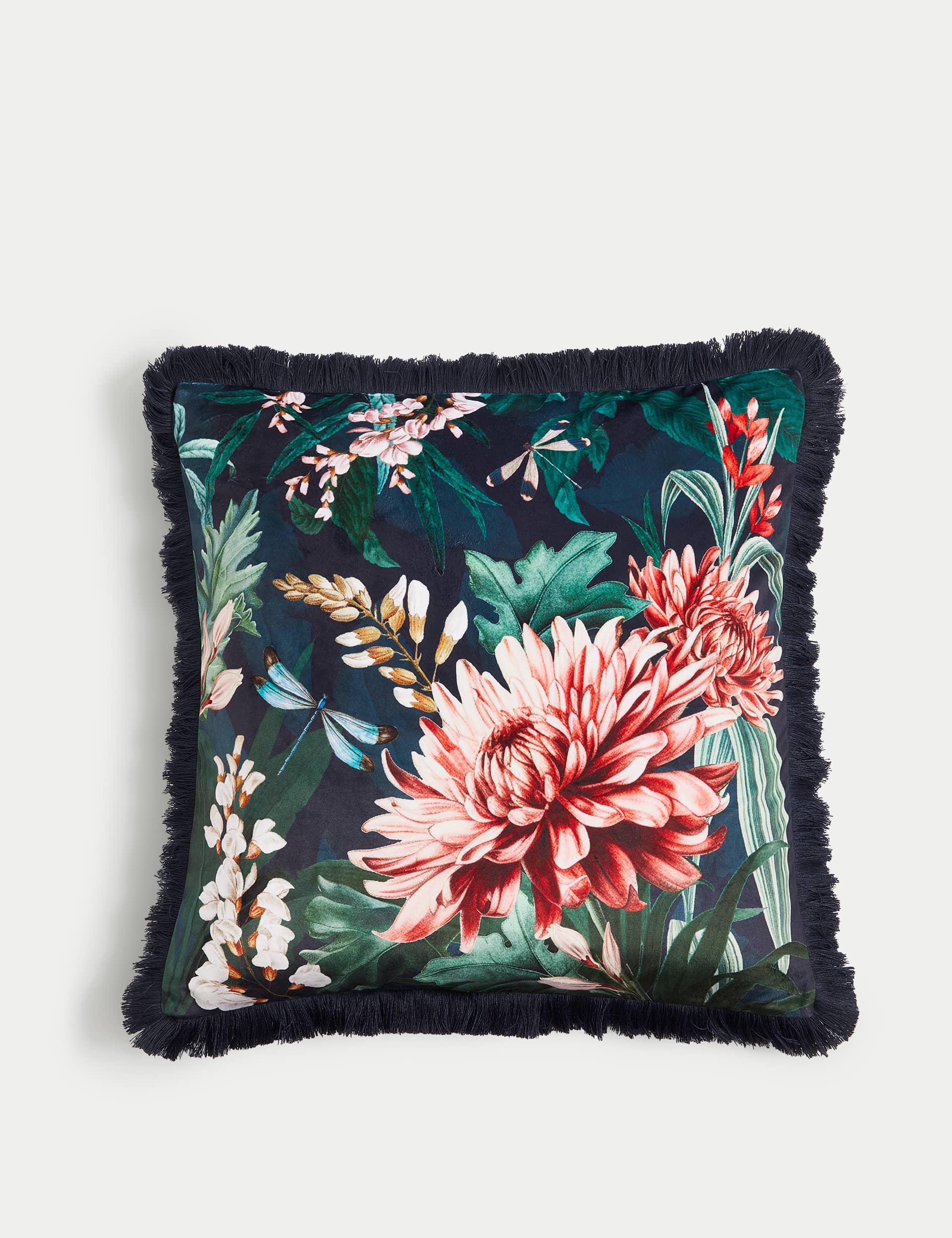 M&S Velvet Floral Cushion - Navy Mix, Navy Mix