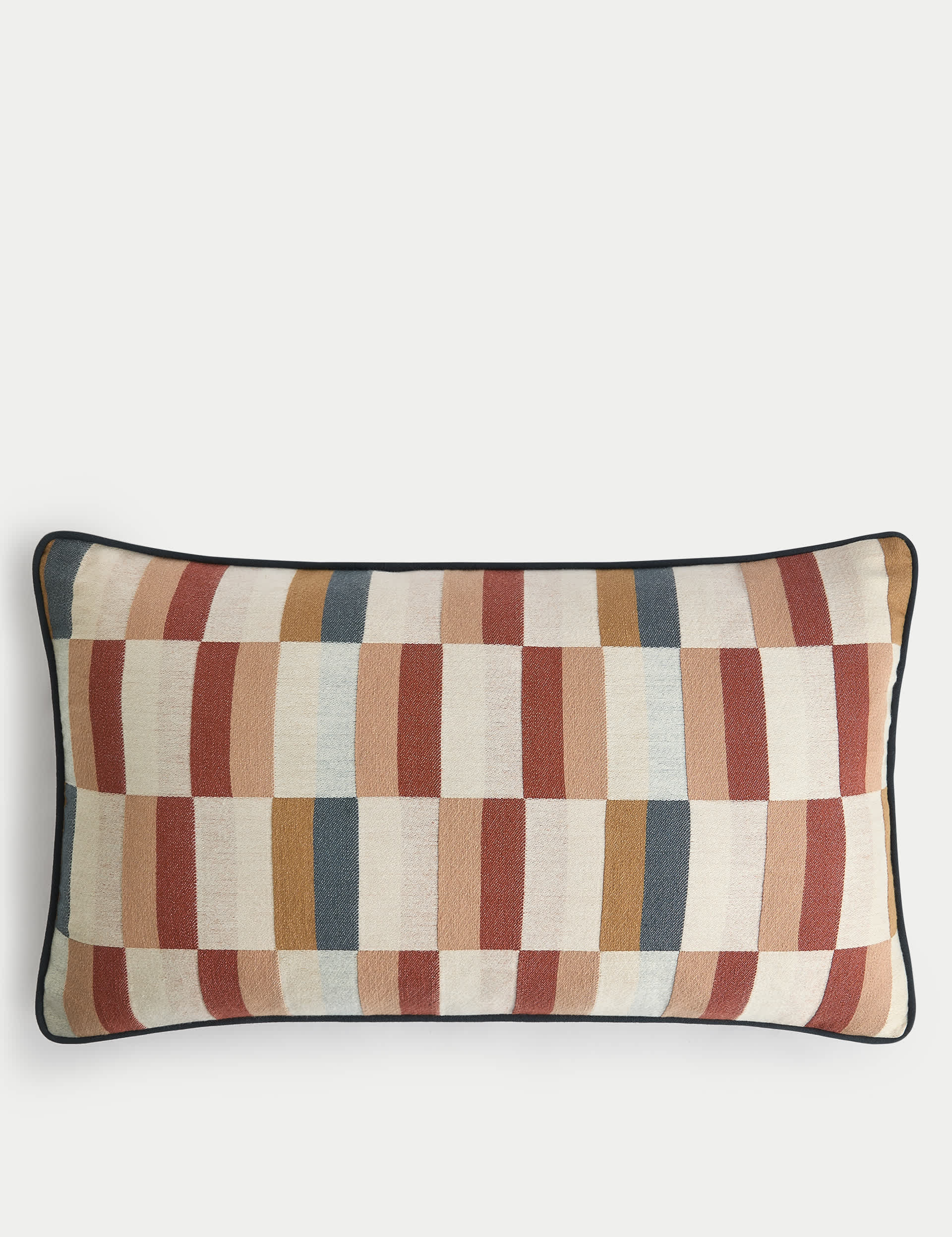 M&S Pure Cotton Geometric Bolster Cushion - Multi, Multi