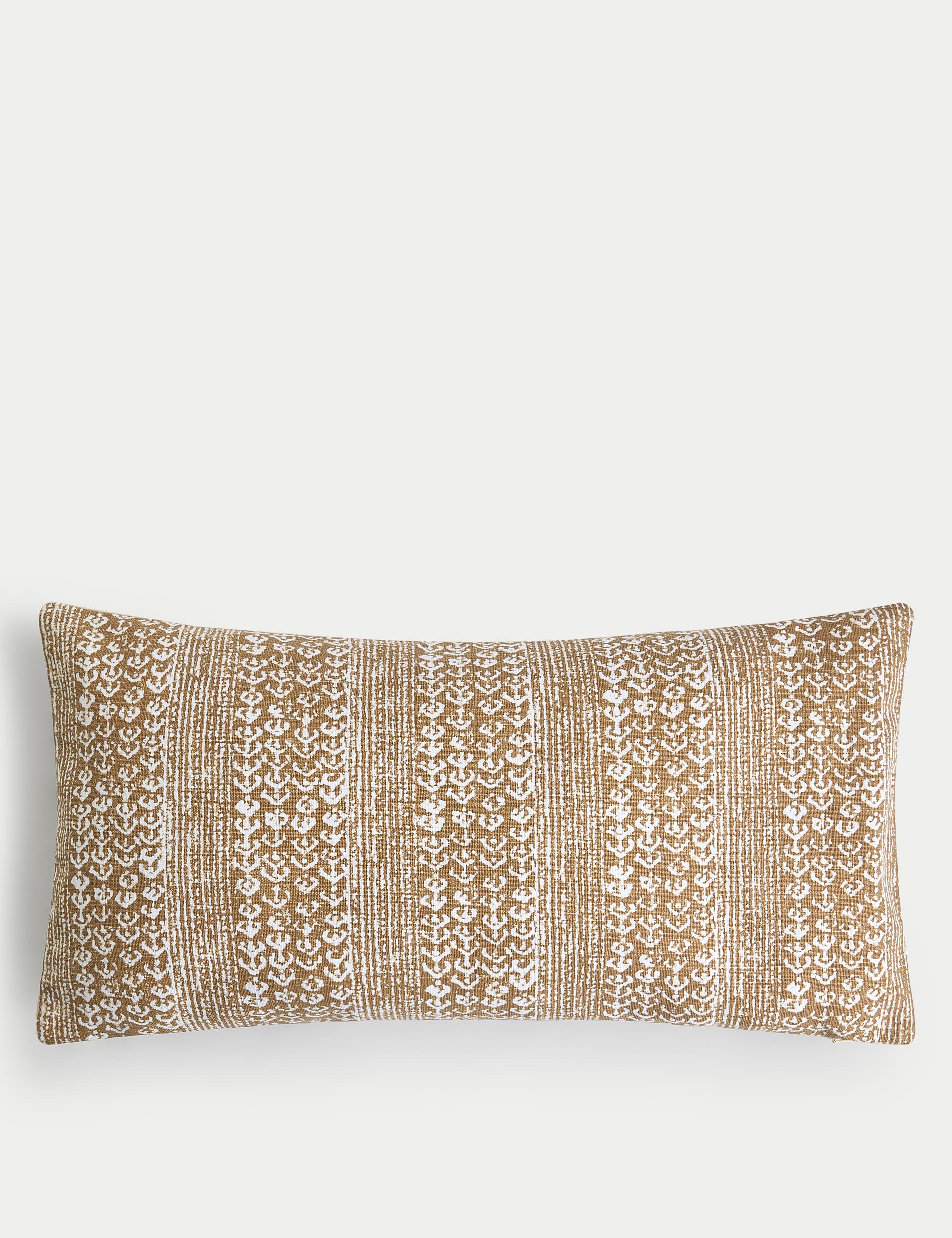 M&S Pure Cotton Block Print Bolster Cushion - Light Bronze, Light Bronze