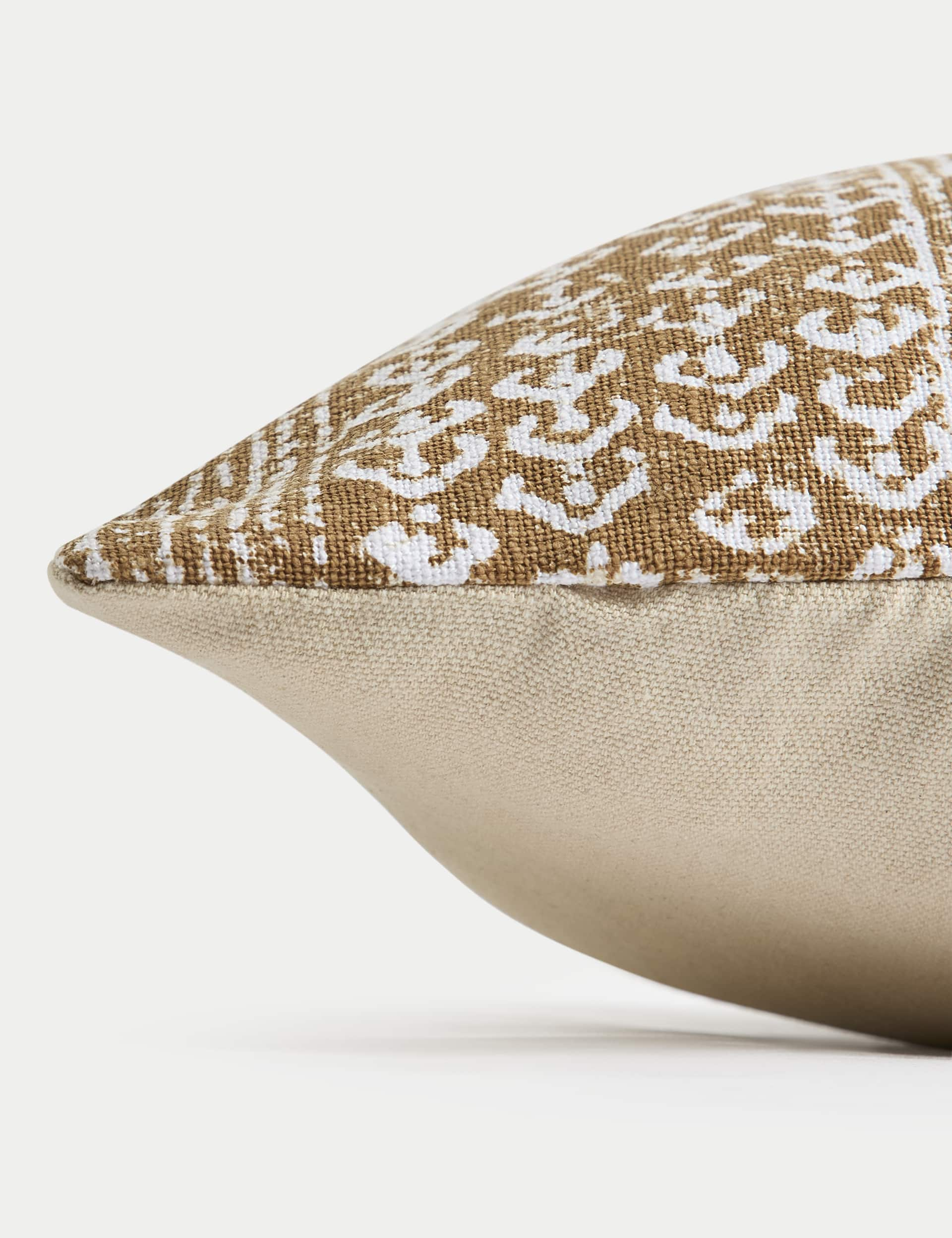 M&S Collection Pure Cotton Block Print Bolster Cushion - Light Bronze, Light Bronze