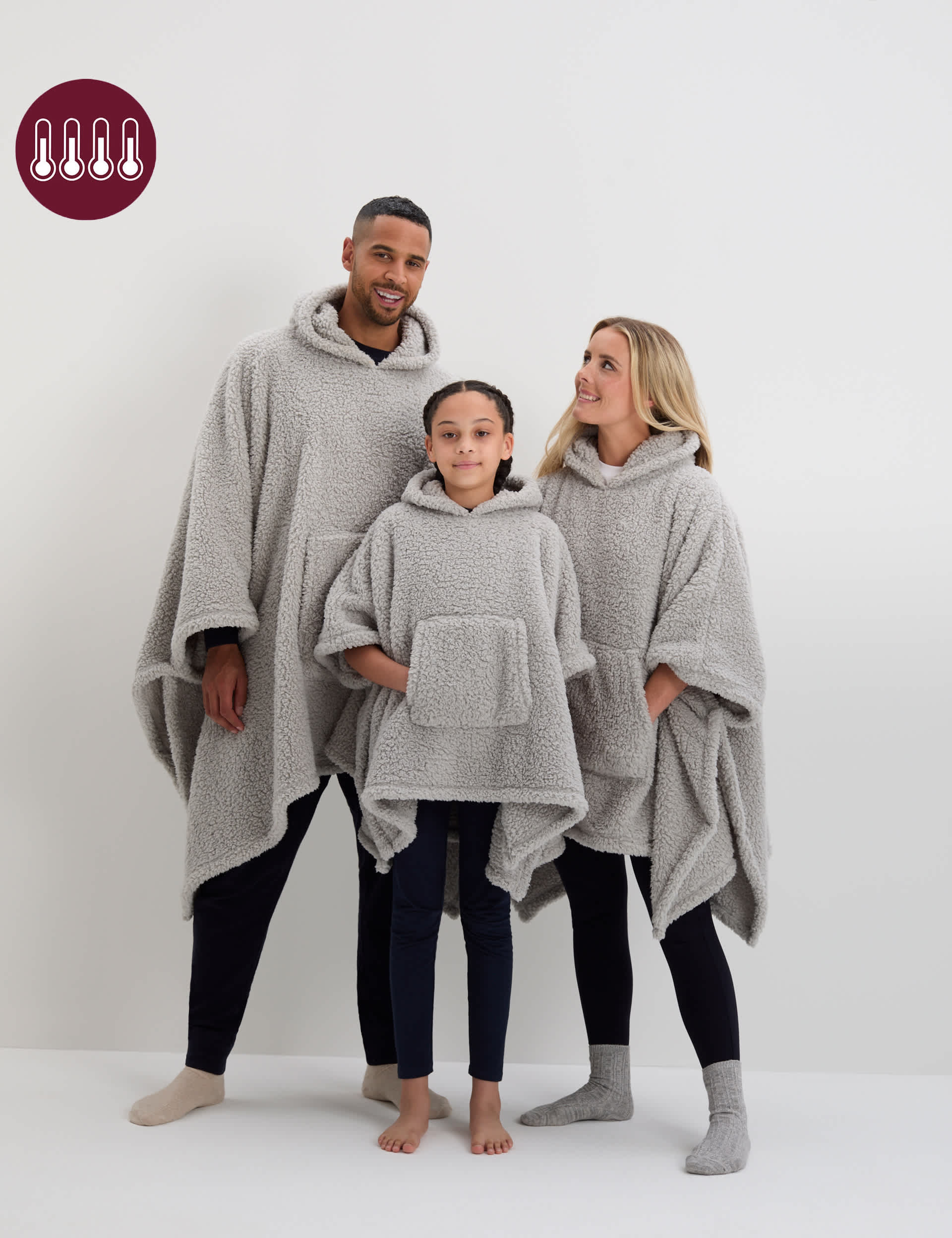 The M&S Snuggle Teddy Fleece Hooded Blanket - Kids - Grey, Grey,Cream,Blush