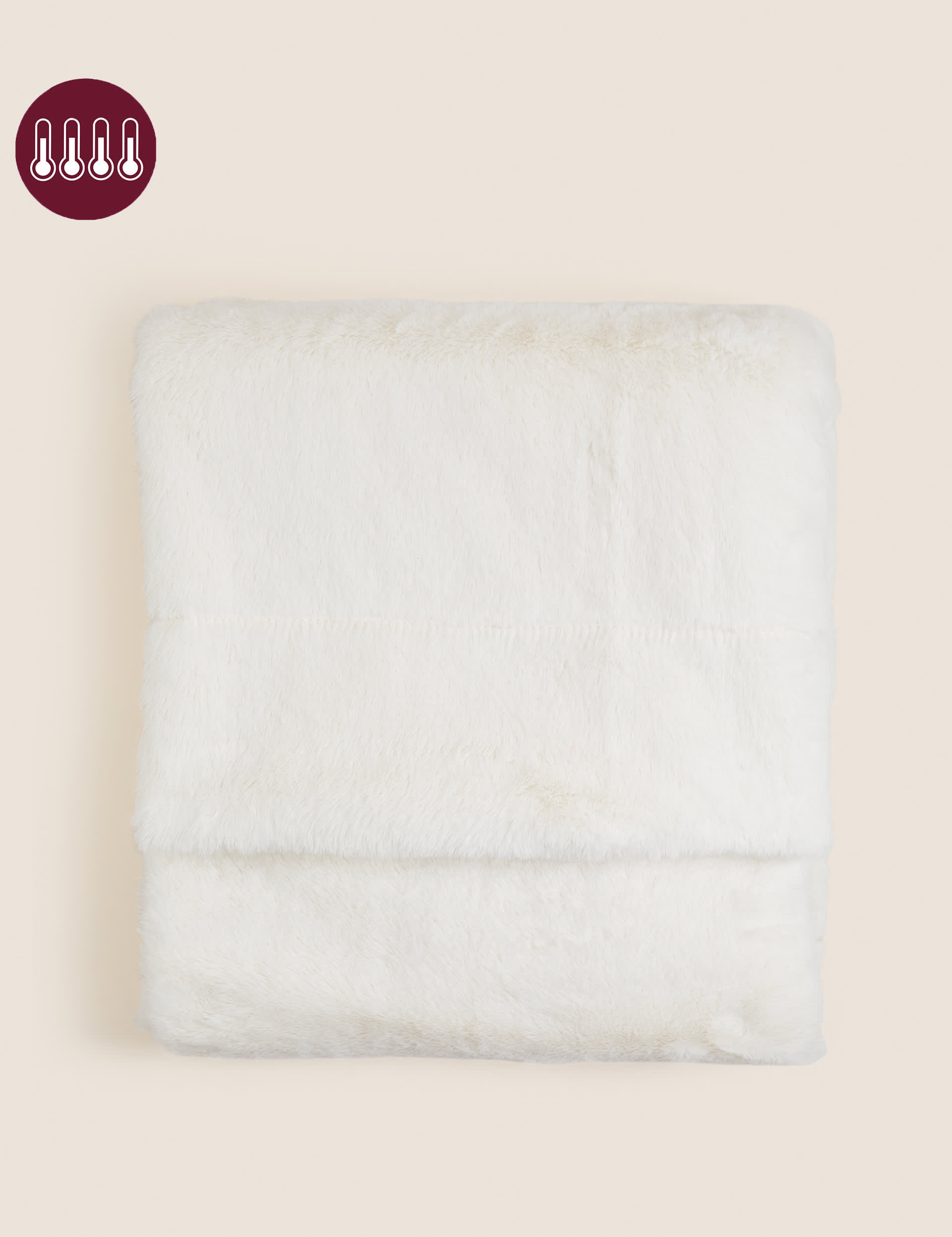 M&S Supersoft Faux Fur Throw - Large - Cream, Light Grey,Cream,Neutral,Red,Soft Pink,Rust Mix,Dark G