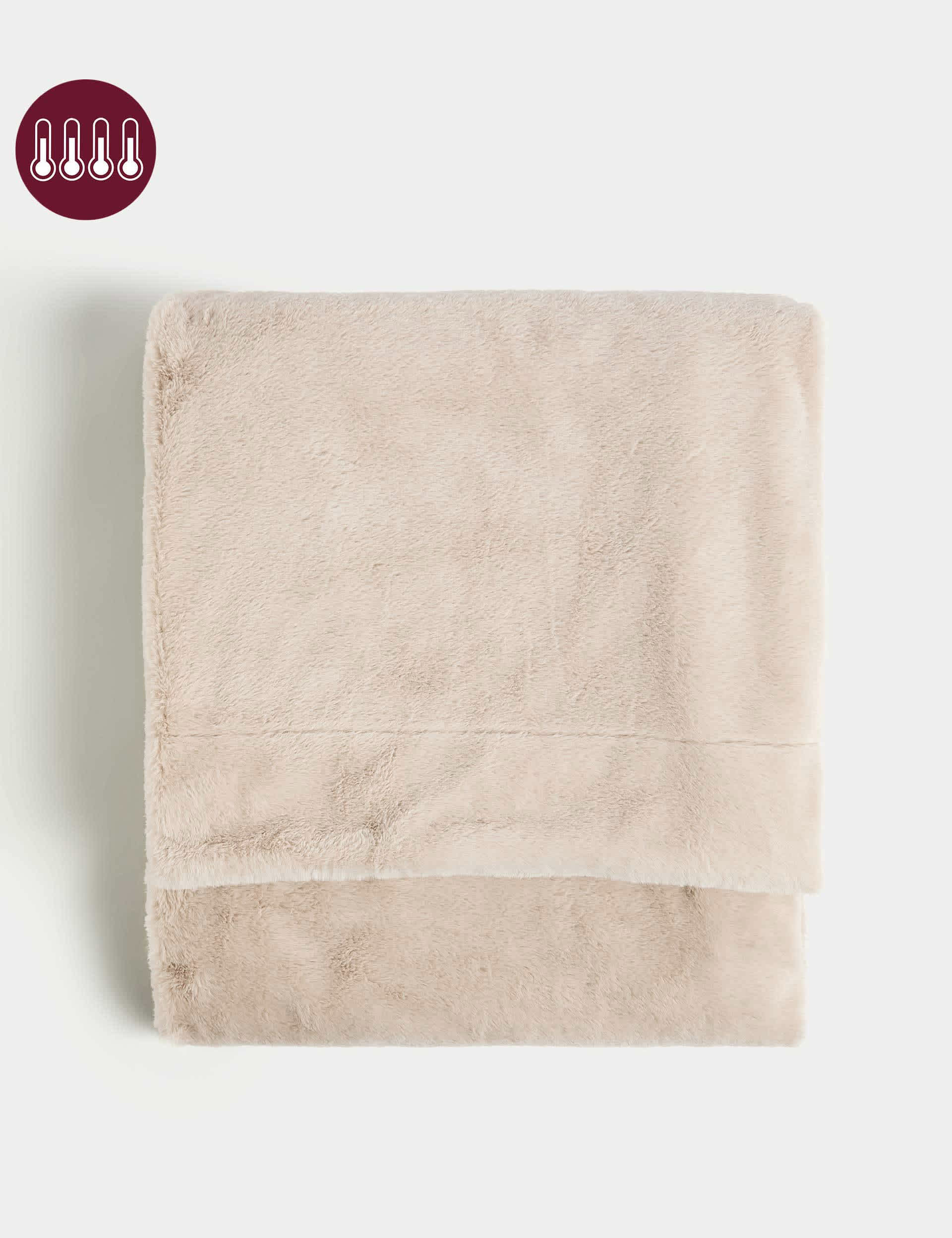 M&S Supersoft Faux Fur Throw - Large - Neutral, Cream,Dark Green,Soft Pink,Rust Mix,Neutral,Red,Ligh