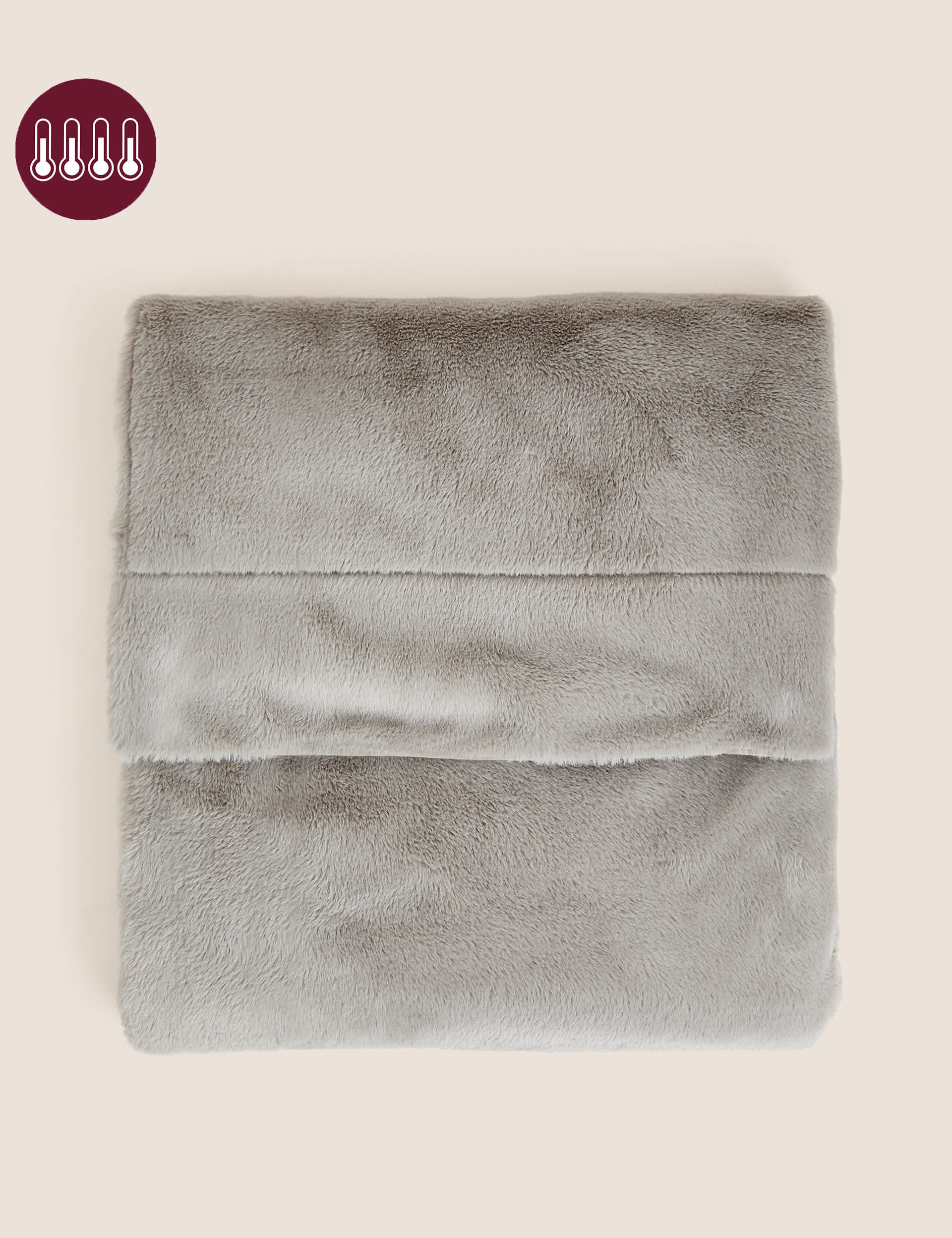 M&S Supersoft Faux Fur Throw - XL - Light Grey, Light Grey,Cream