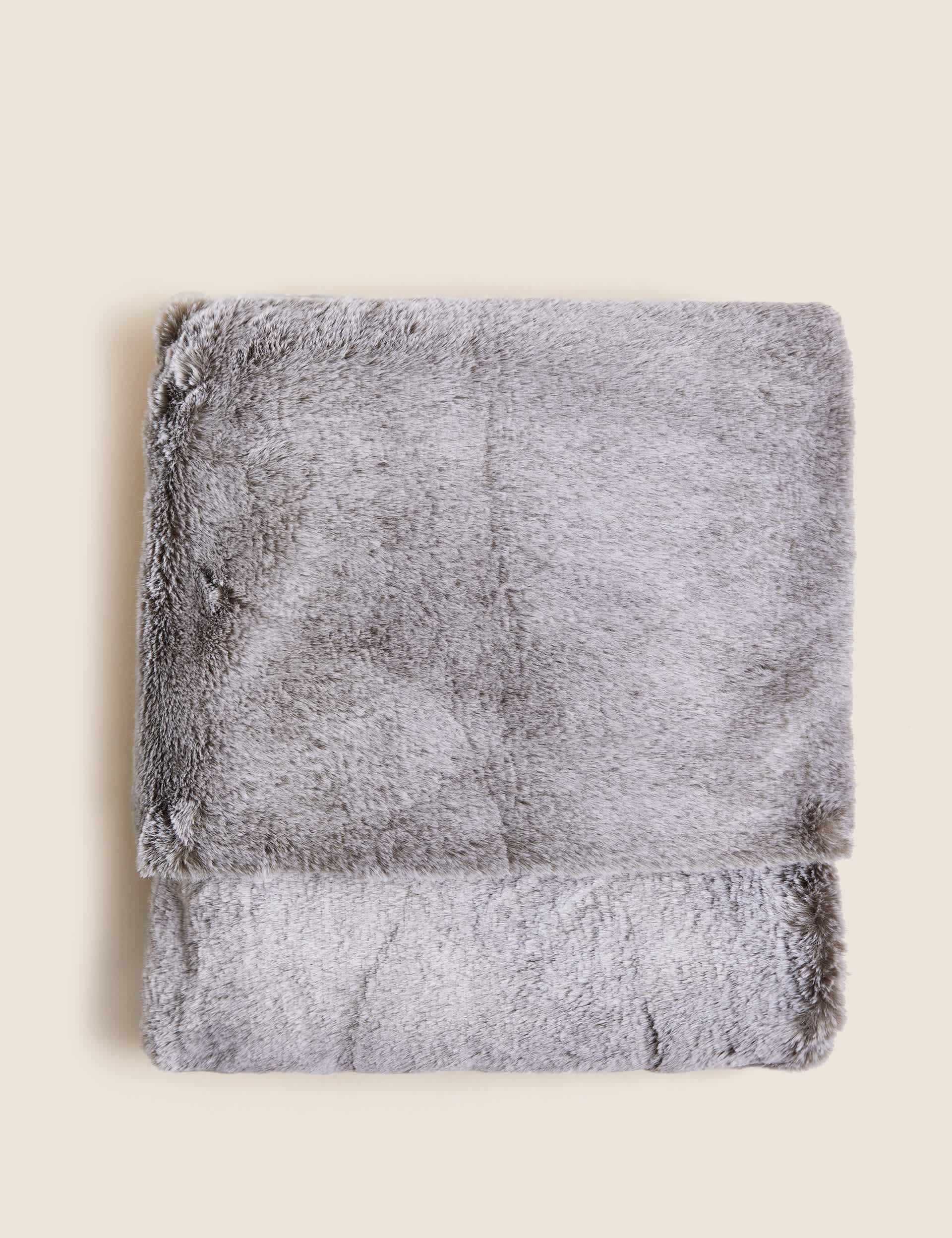 M&S Tipped Faux Fur Throw - Large - Grey, Grey