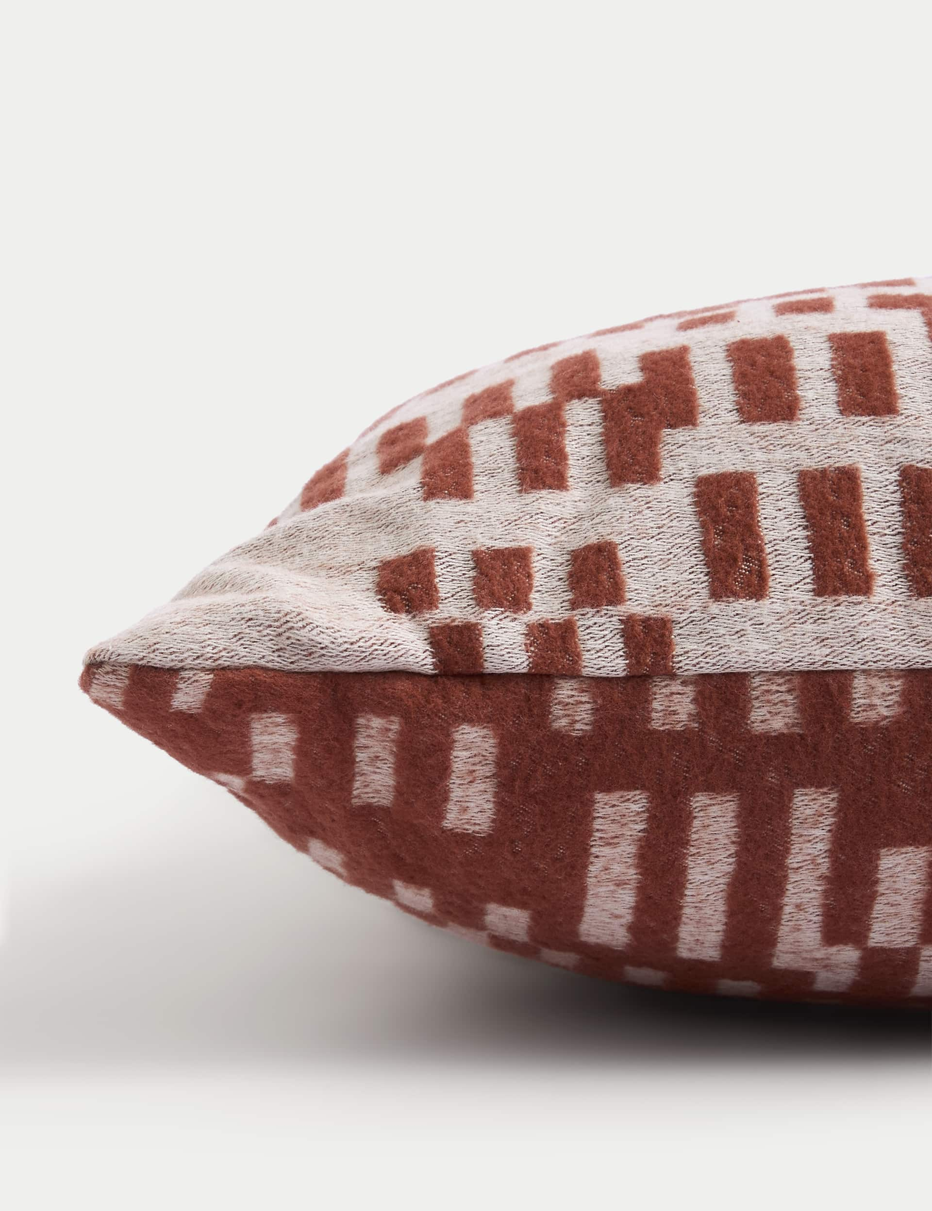 M&S Collection Pure Cotton Jacquard Cushion - Rust, Rust