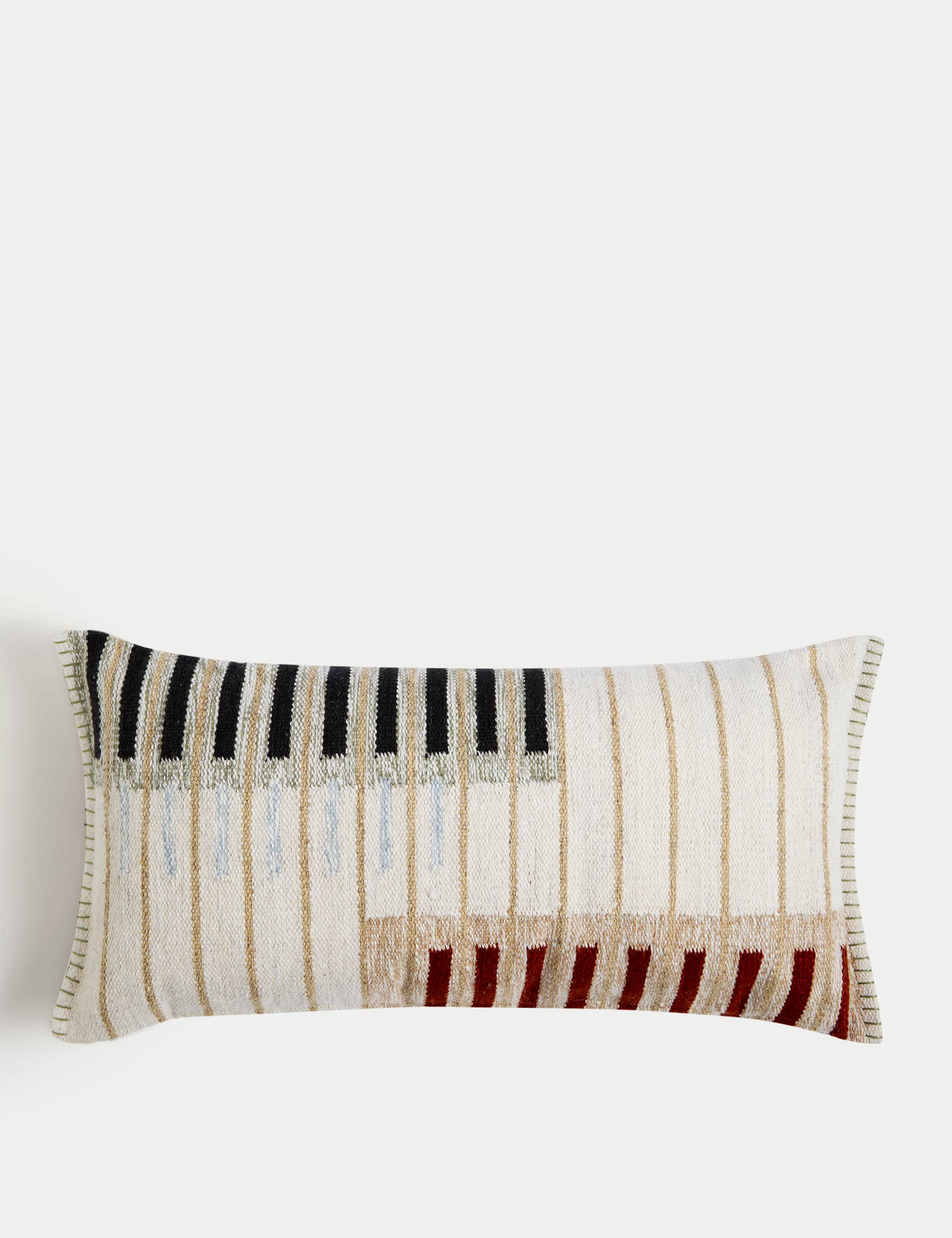 M&S Wool Blend Textured Small Bolster Cushion - Ecru Mix, Ecru Mix