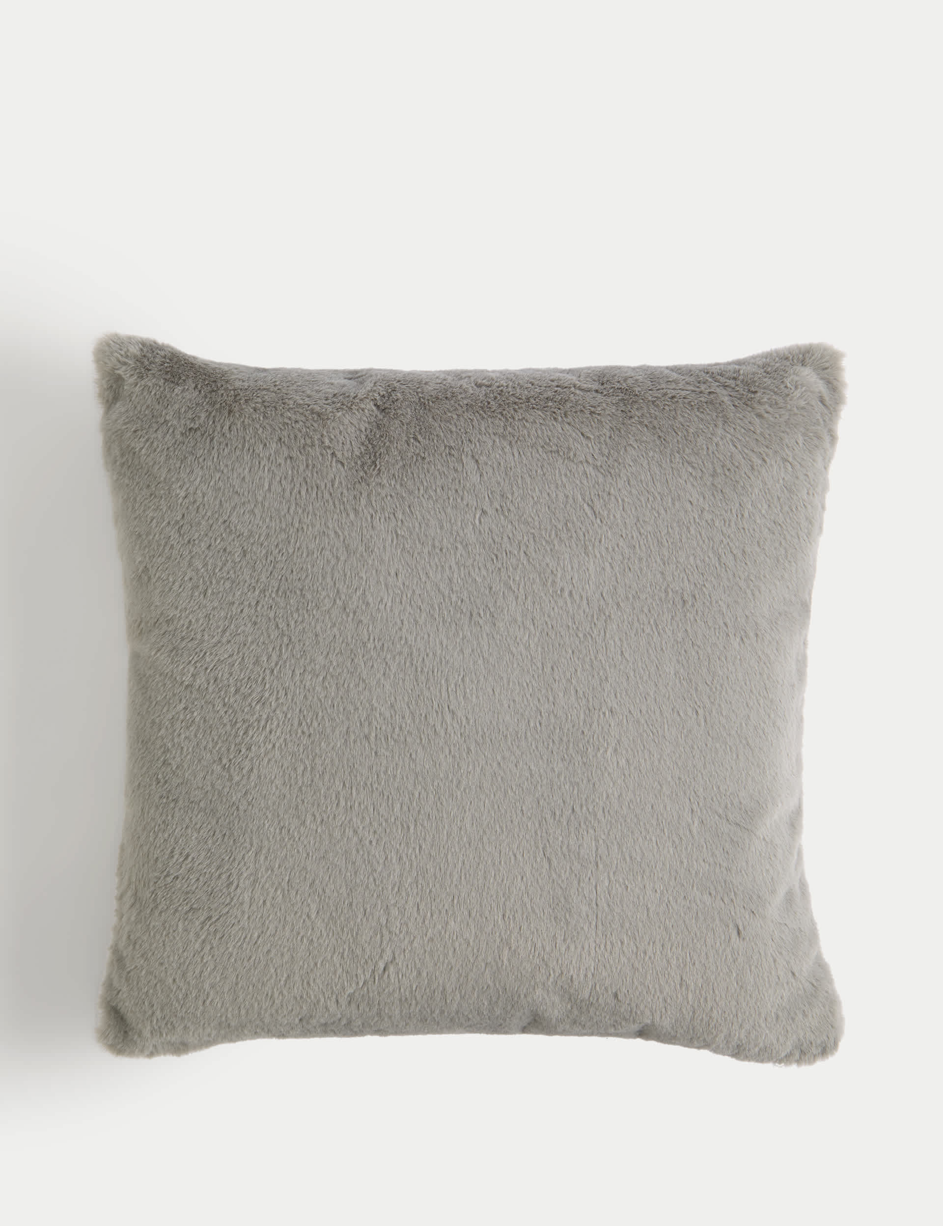 M&S Faux Fur Cushion - Light Grey, Light Grey,Dark Green,Cream,Soft Pink,Rust,Neutral,Red