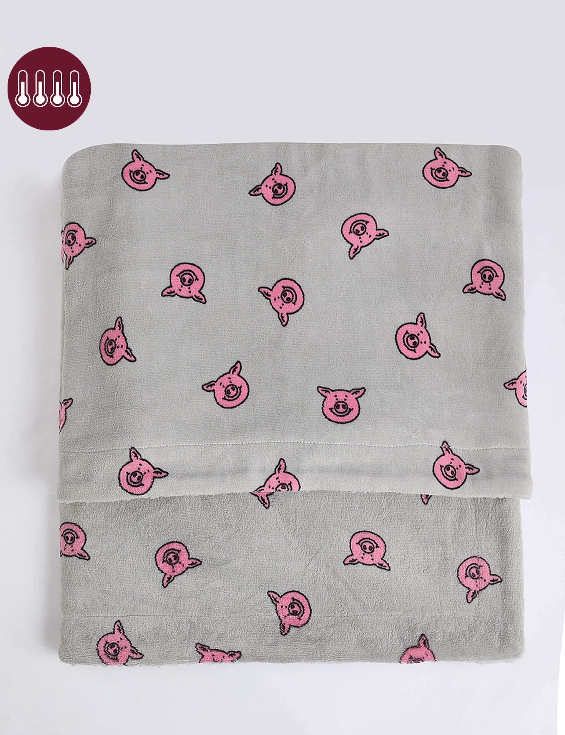 Percy Pig Borg Fleece Throw - Grey Mix, Grey Mix