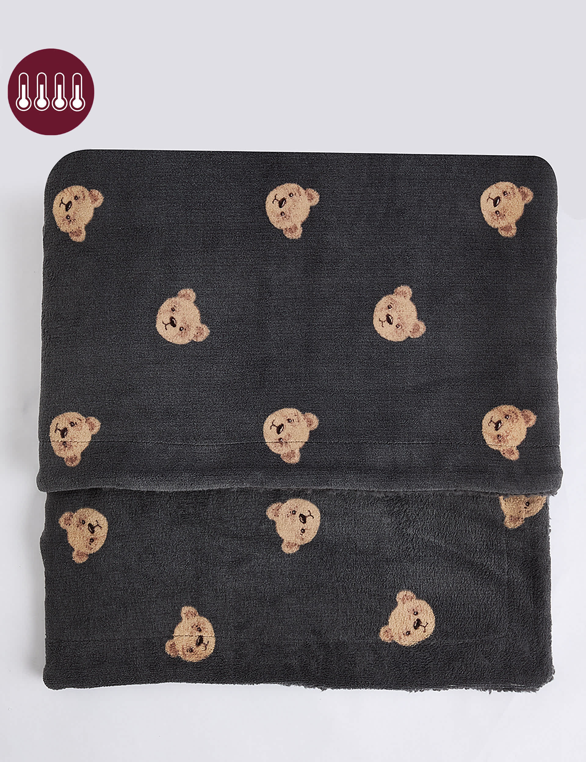 Spencer Bear Borg Fleece Throw - Charcoal Mix, Charcoal Mix