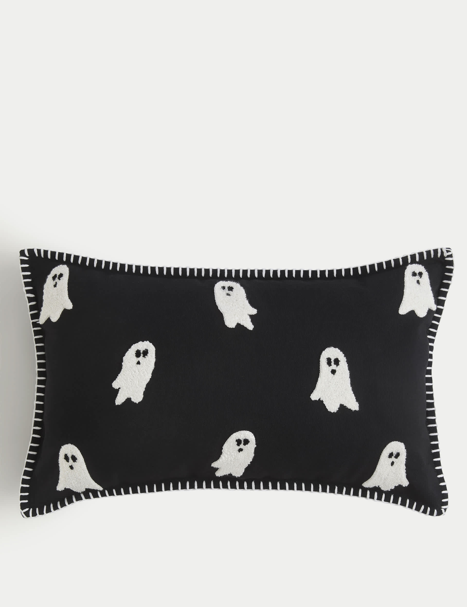 M&S Halloween Ghost Bolster Cushion - Black Mix, Black Mix