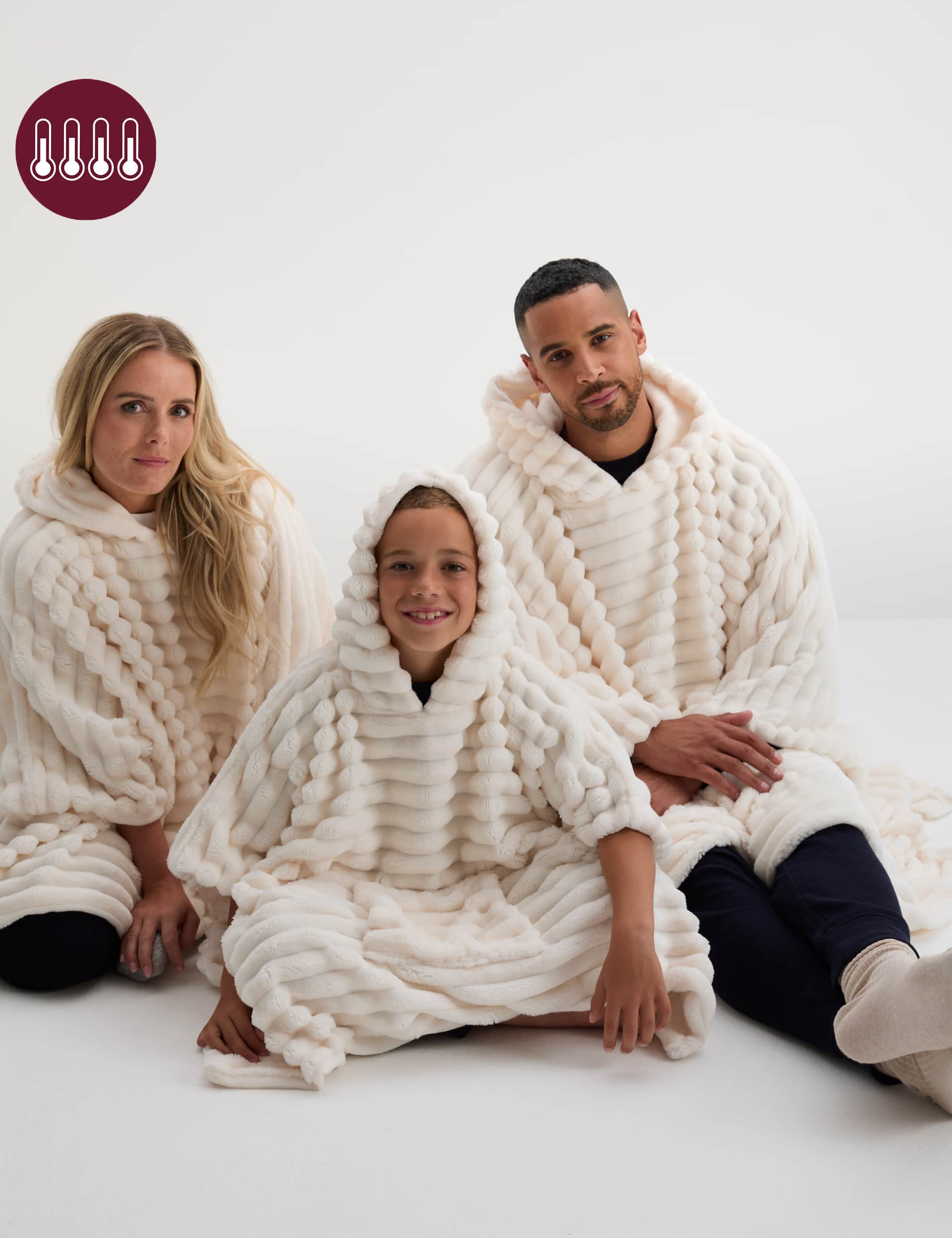 The M&S Snuggle Ribbed Fleece Hooded Blanket - Large - Cream, Cream