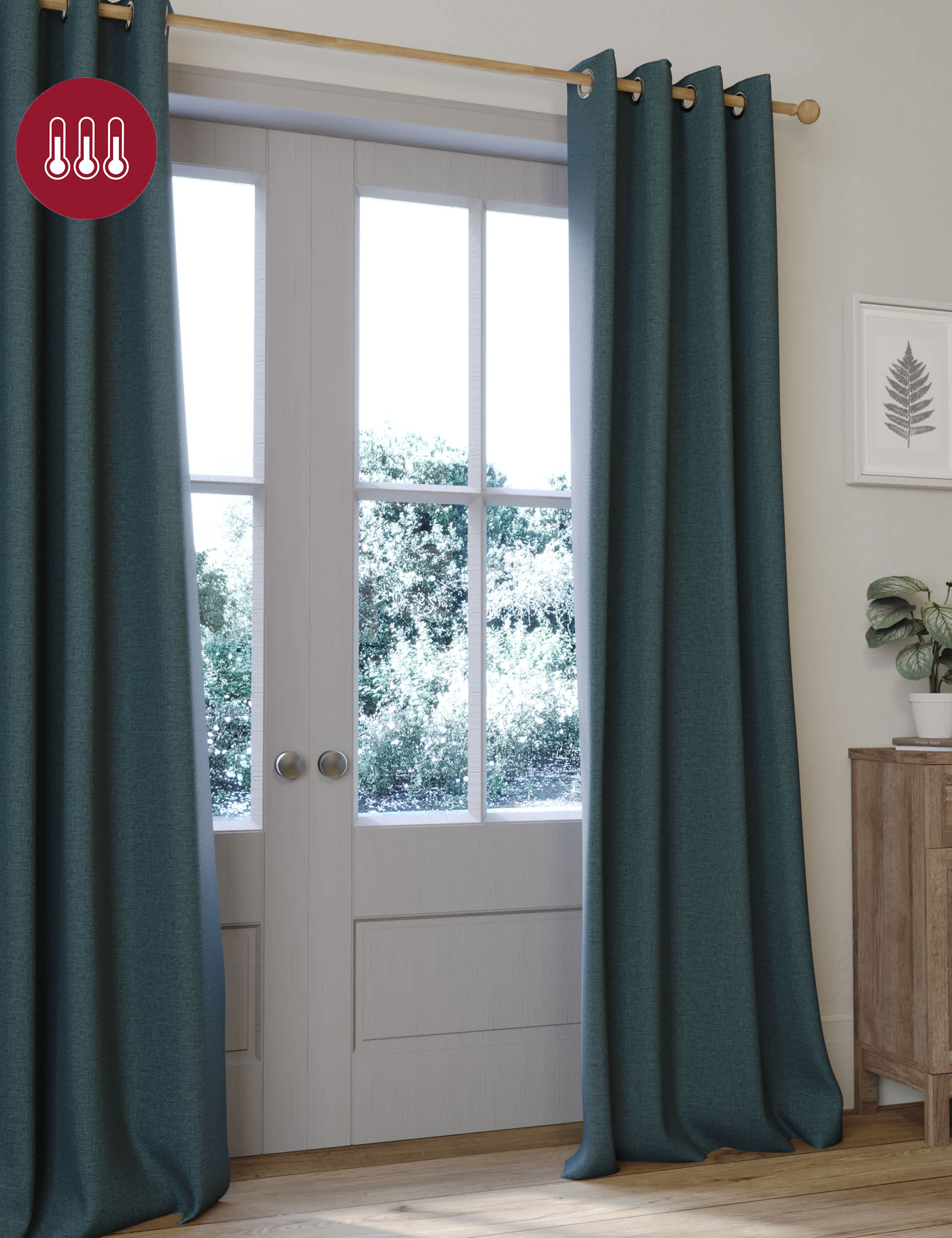 M&S Collection Brushed Eyelet Blackout Thermal Curtains - WDR54 - Teal, Cream,Champagne,Sage,Blush,T