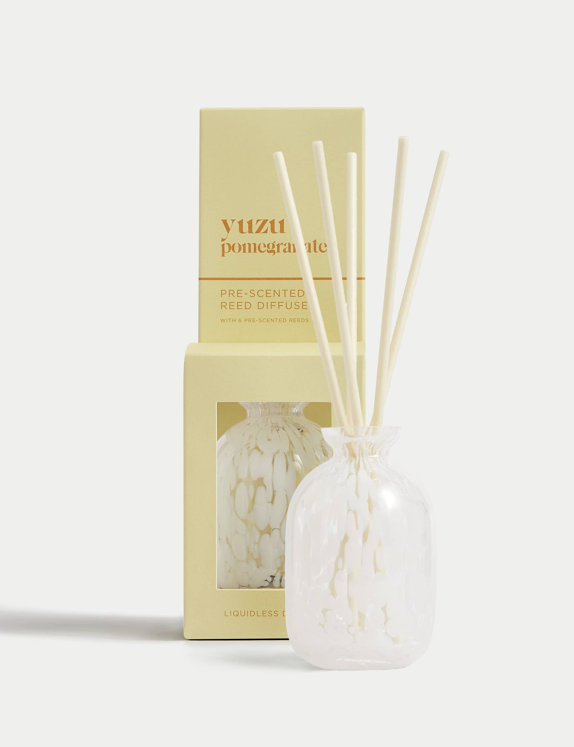 M&S Yuzu & Pomegranate Confetti Glass Pre-Scented Diffuser - White, Pink Mix,White,Green Mix