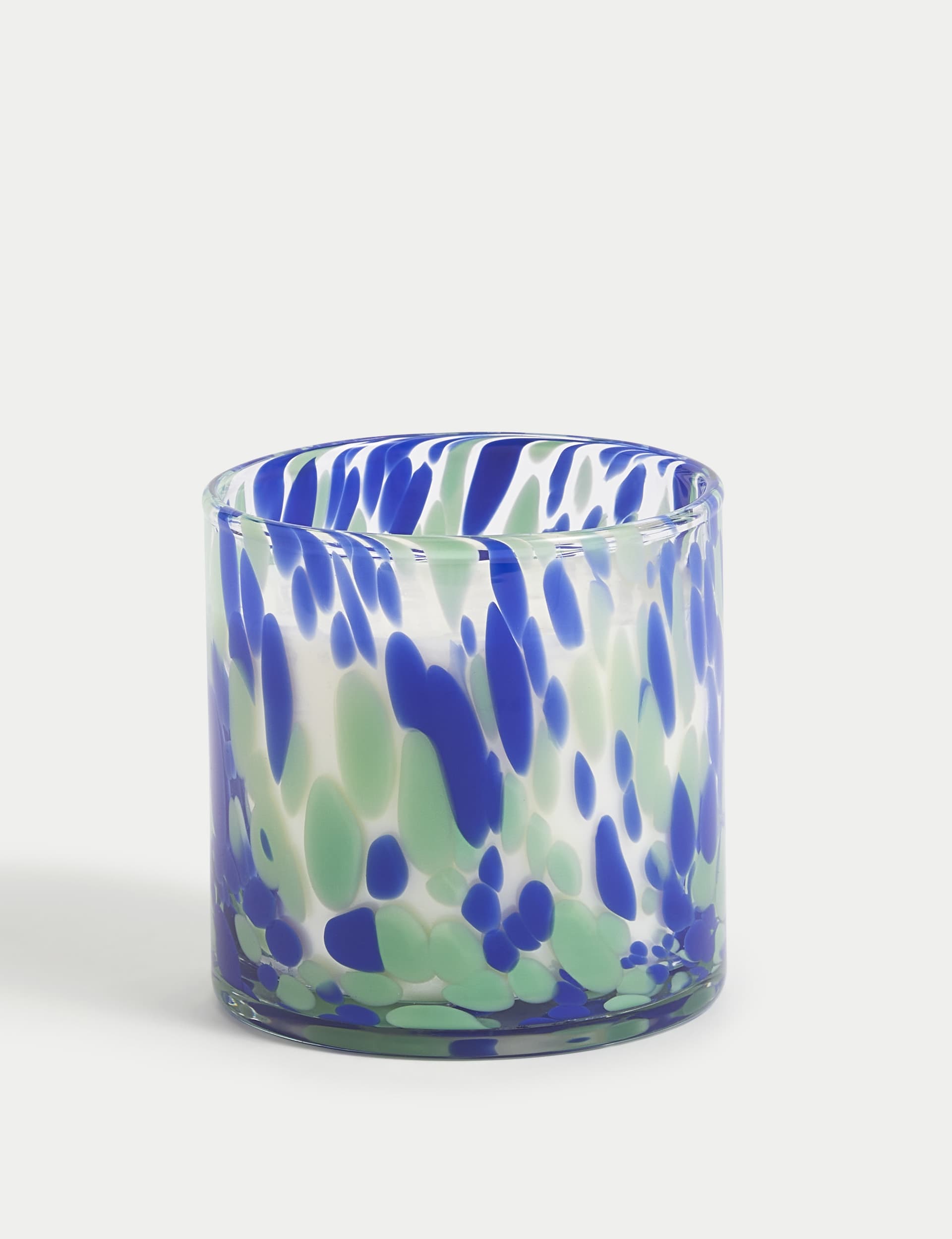 M&S Collection Yuzu & Pomegranate Confetti Glass Scented Candle - Green Mix, Green Mix,Pink Mix