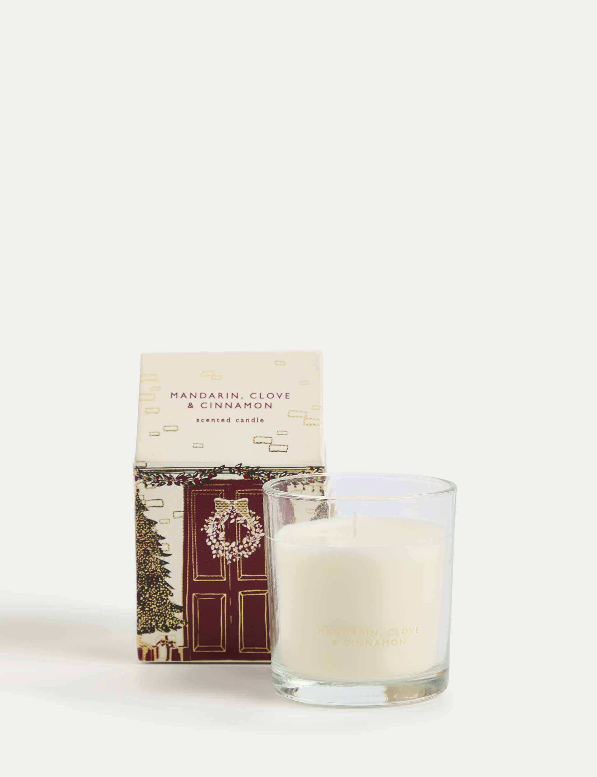 M&S Mandarin Clove & Cinnamon Boxed Candle - Red Mix, Red Mix