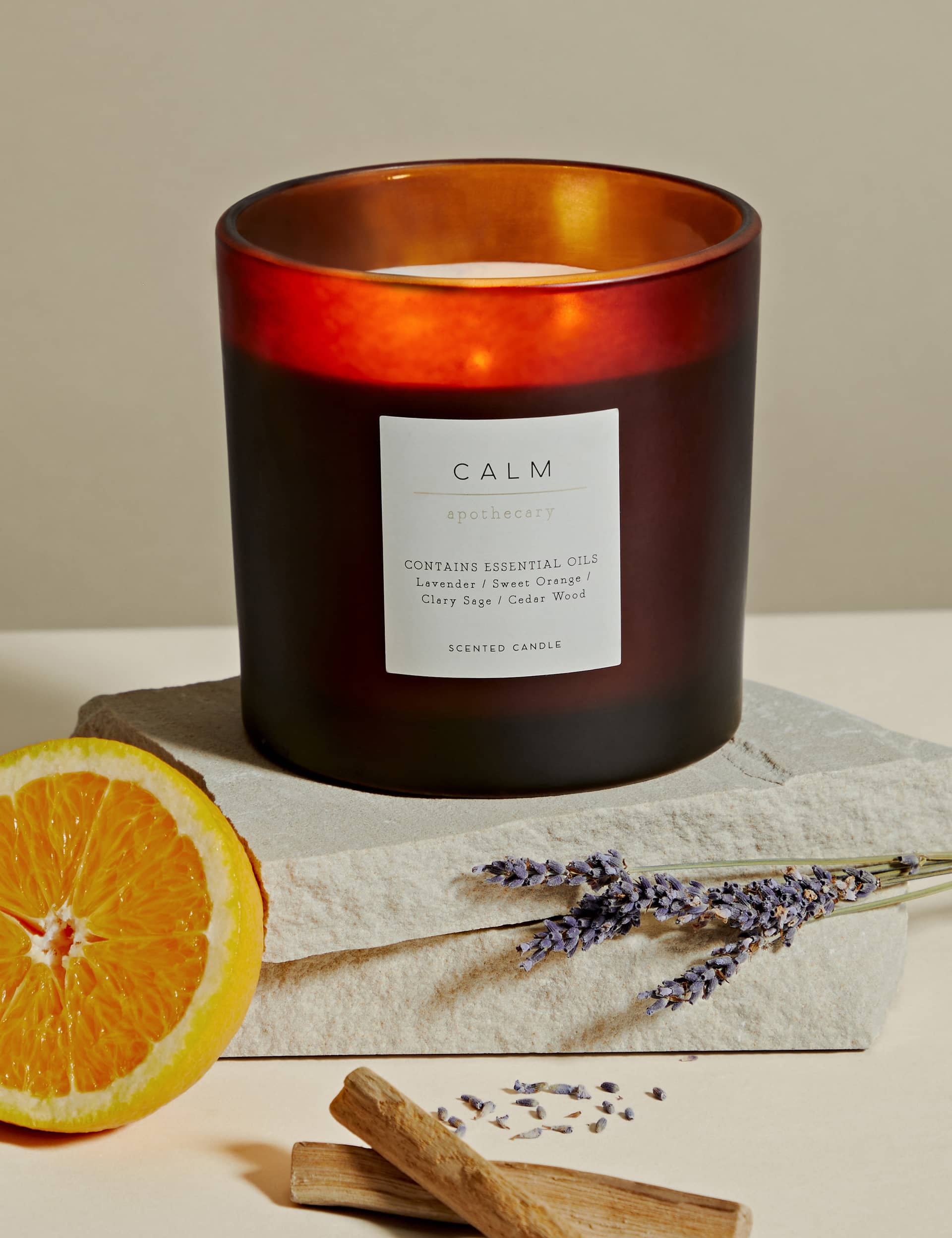 Apothecary Calm 3 Wick Candle - Amber, Amber