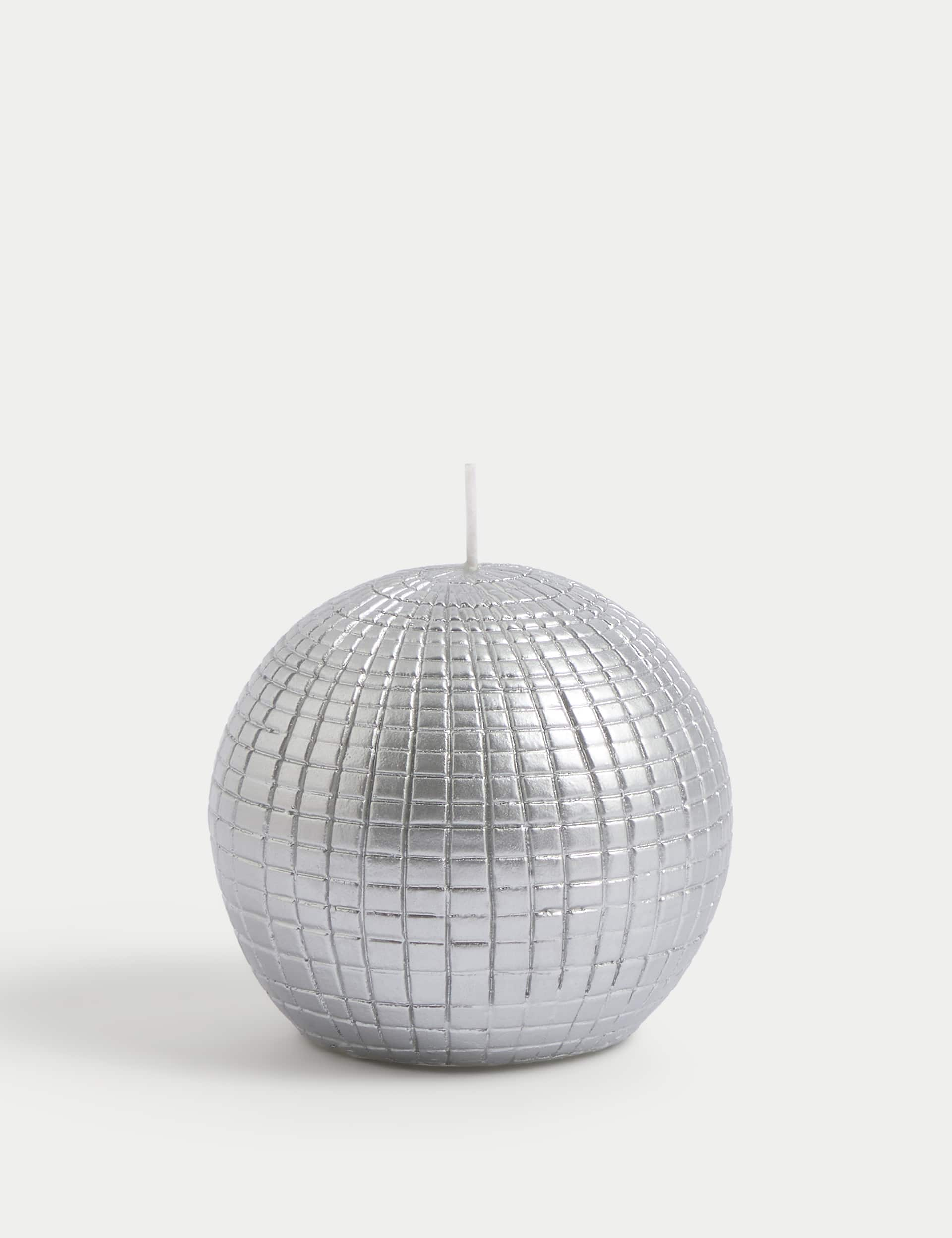 M&S Disco Ball Candle - Silver, Silver