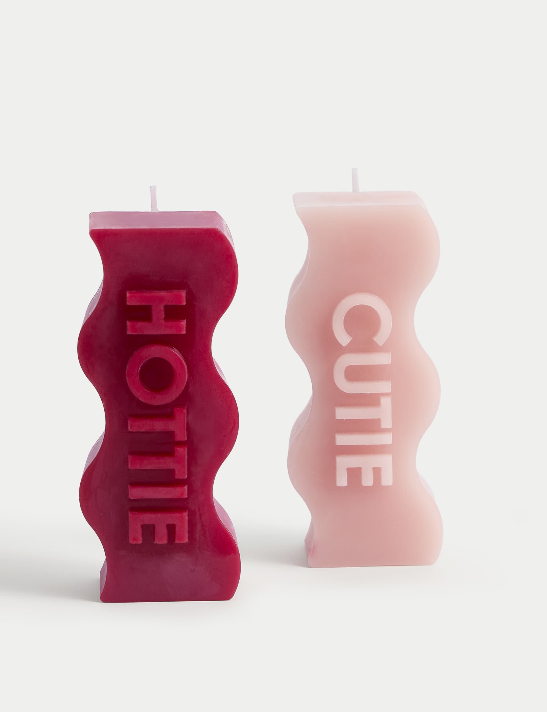 M&S Collection Set of 2 Hottie & Cutie Pillar Candles - Red Mix, Red Mix