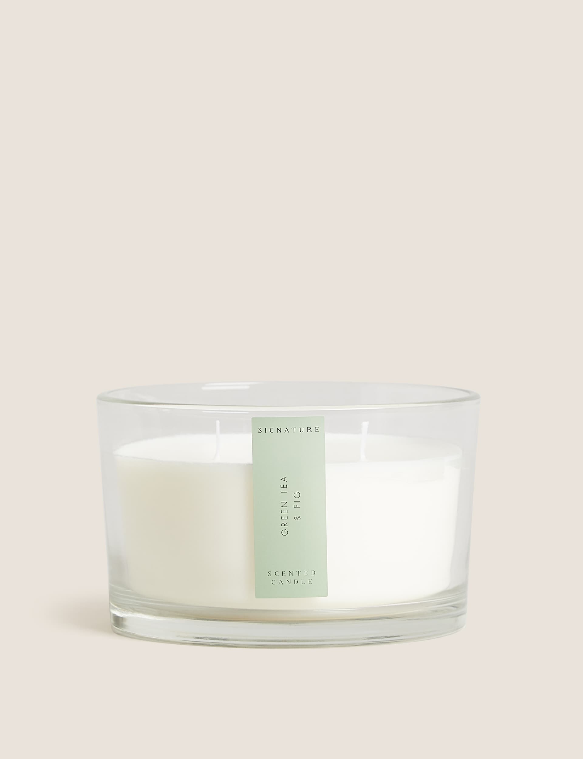 Signature Green Tea & Fig 3 Wick Candle - Dark Green Mix, Dark Green Mix