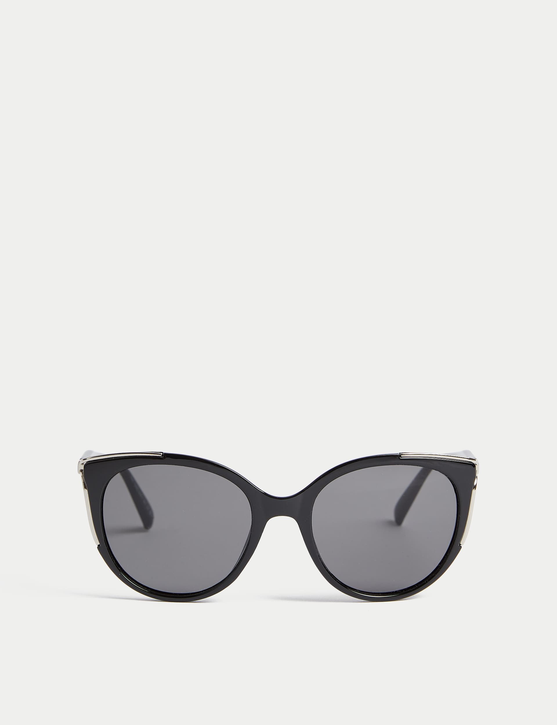 M&S Women's Round Cat Eye Sunglasses - Black, Black