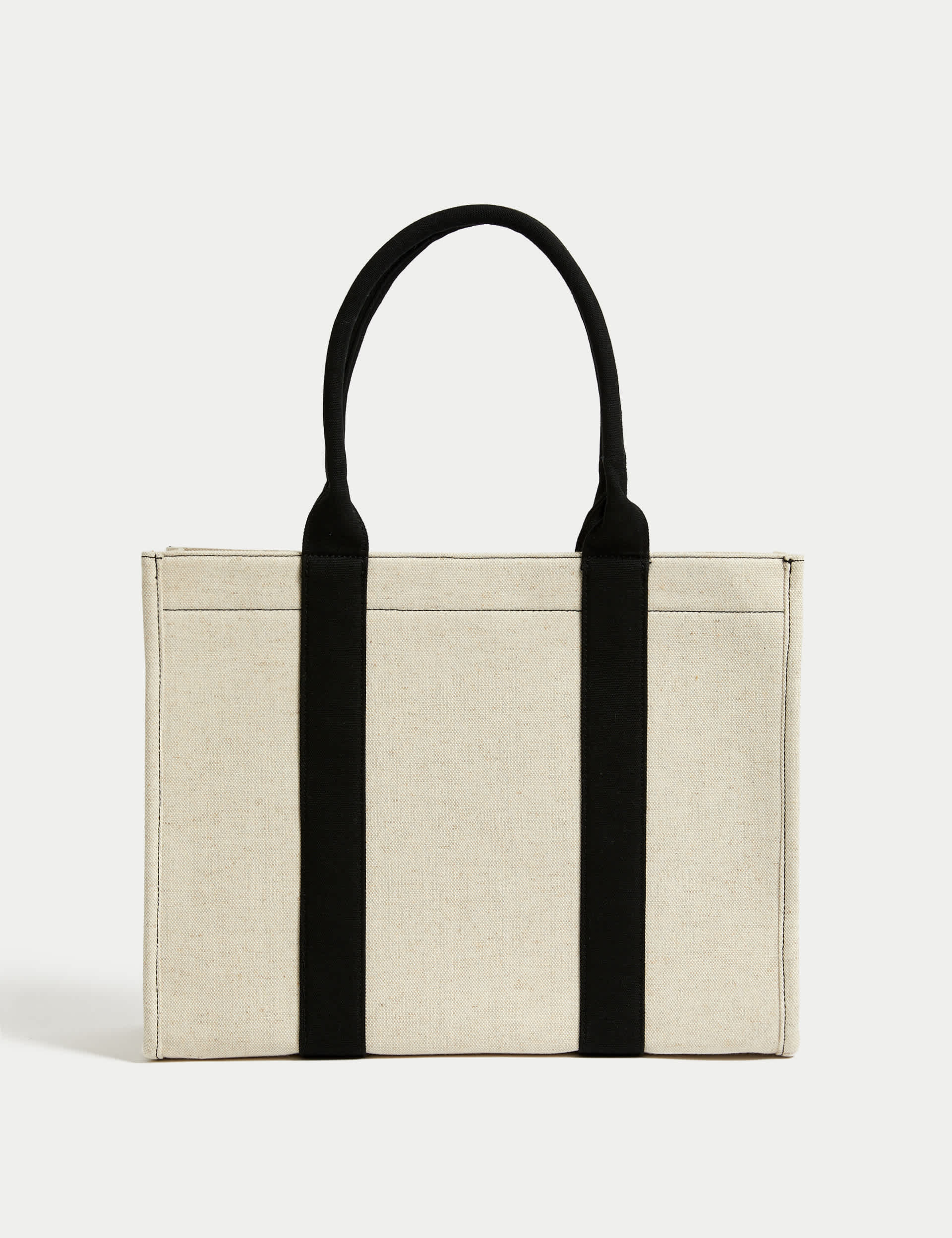 M&S Women's Canvas Structured Tote Bag - Black Mix, Natural,Black Mix