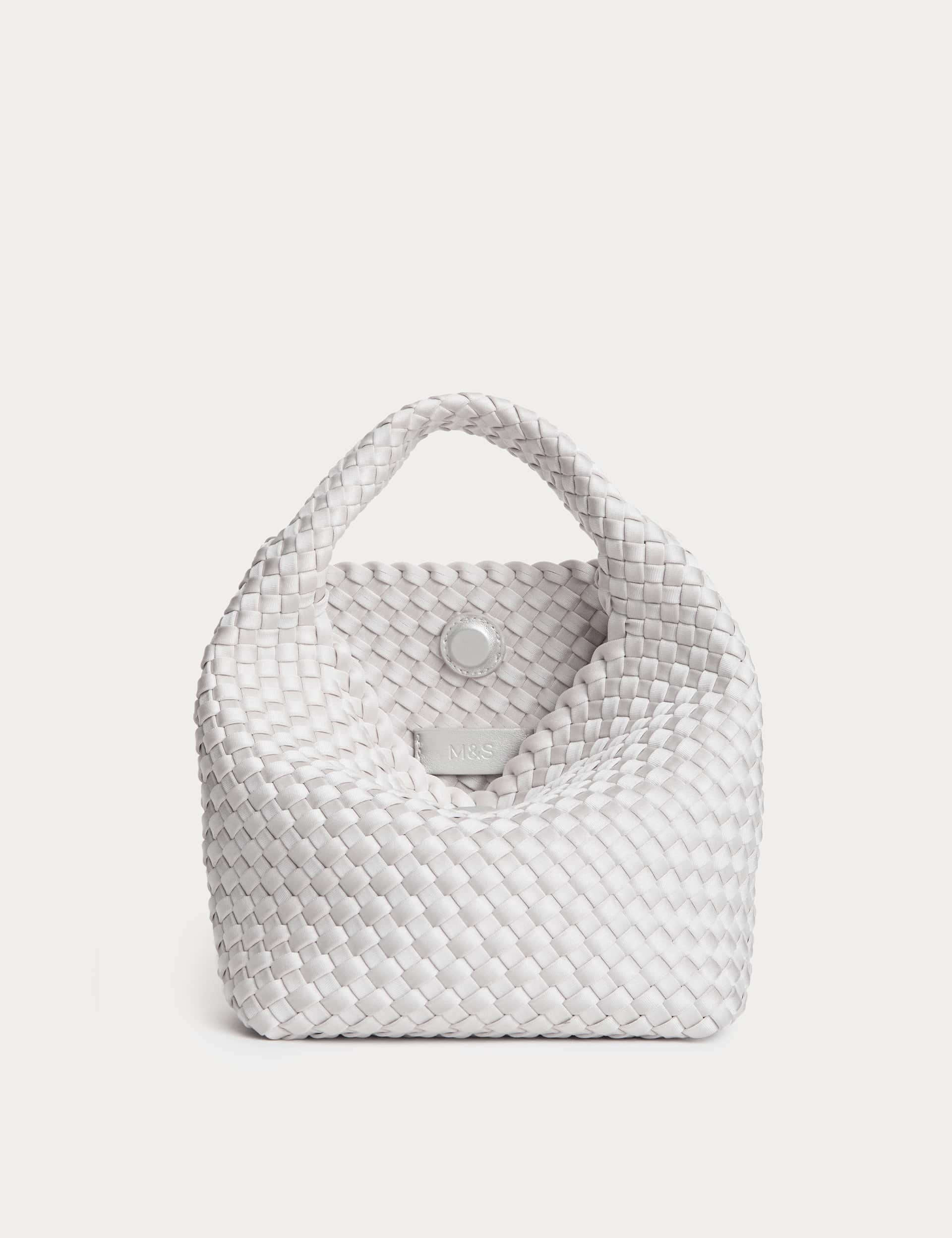 M&S Women's Woven Braided Grab Bag - Silver, Silver