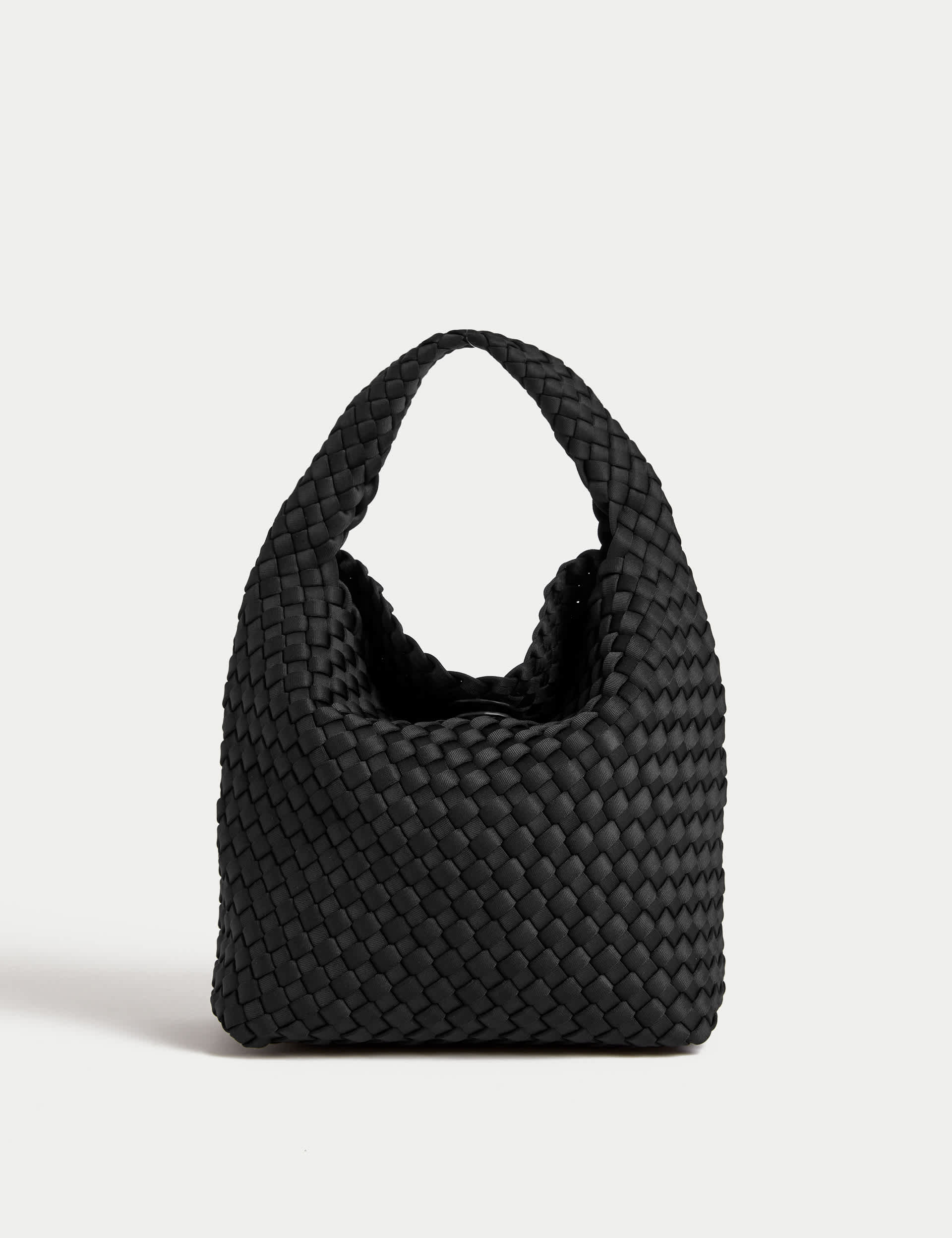 M&S Women's Woven Braided Grab Bag - Black, Silver,Black