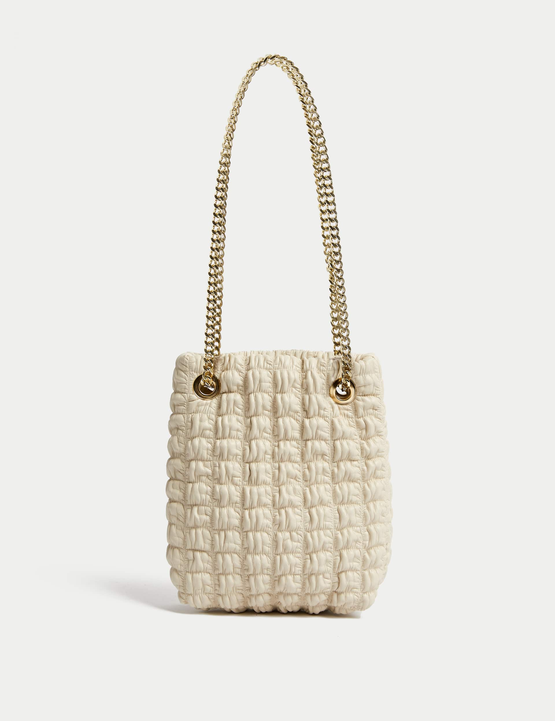 M&S Women's Quilted Chain Strap Shoulder Grab Bag - Cream, Black,Cream