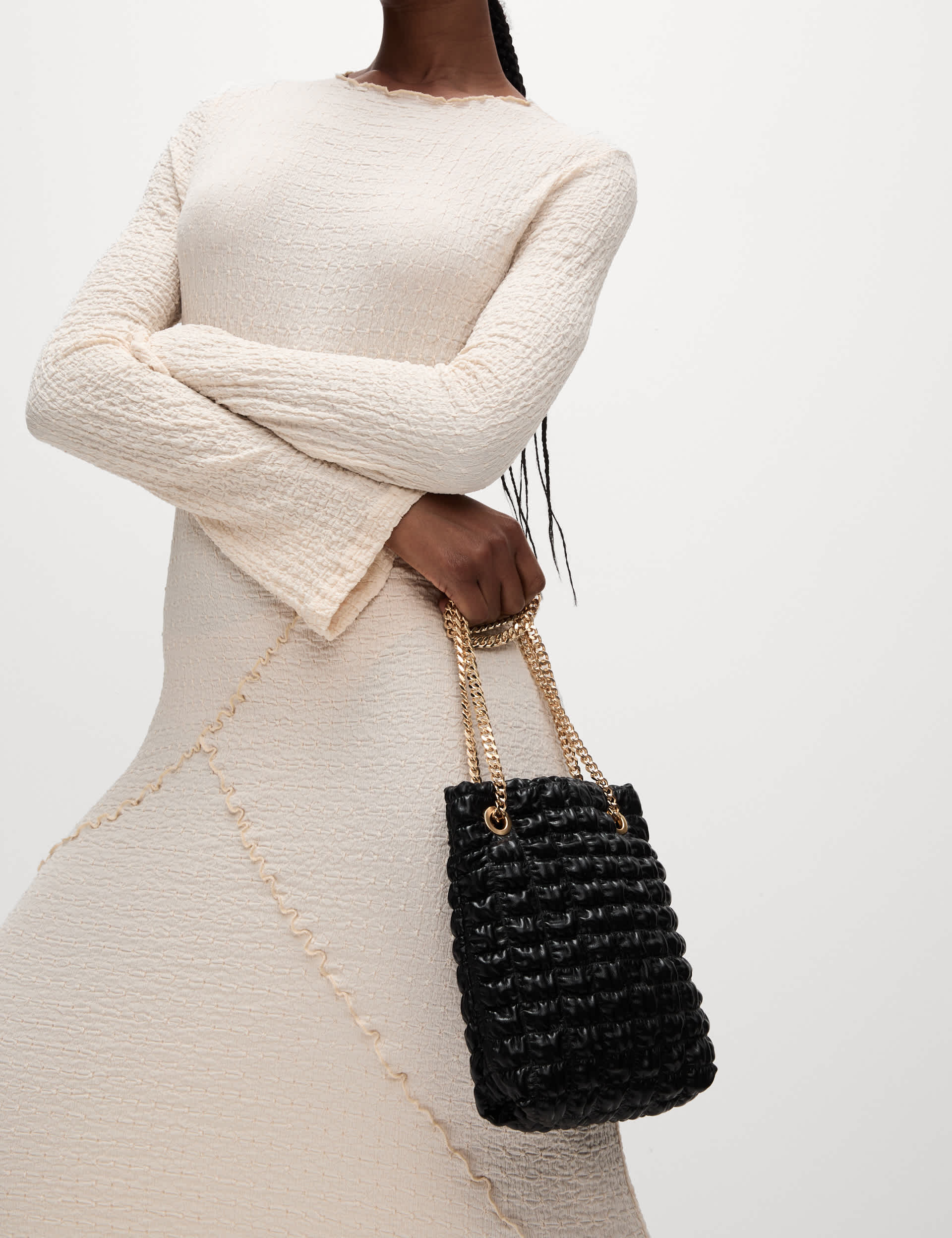 M&S Women's Quilted Chain Strap Shoulder Grab Bag