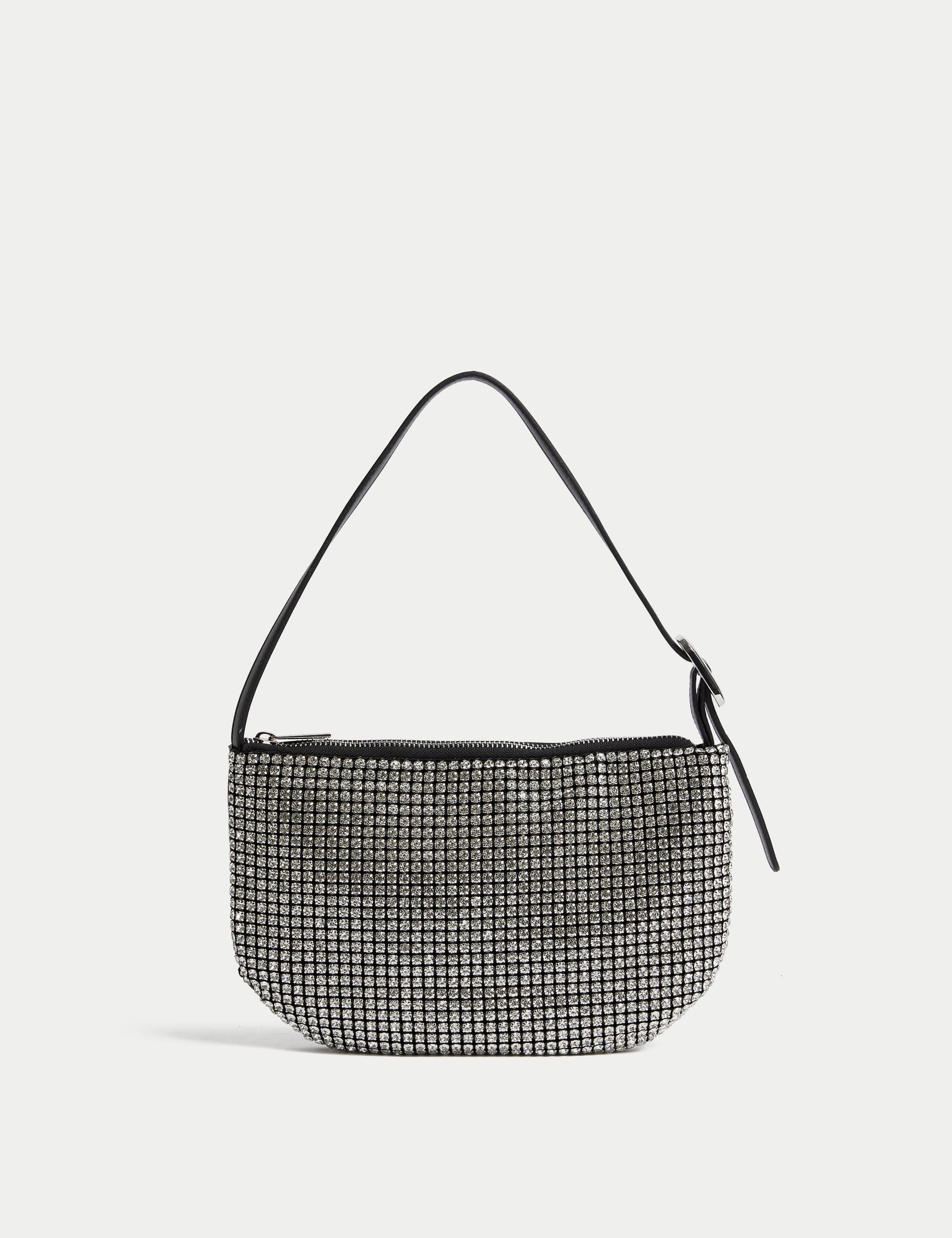 M&S Women's Diamante Shoulder Bag - Silver Mix, Silver Mix