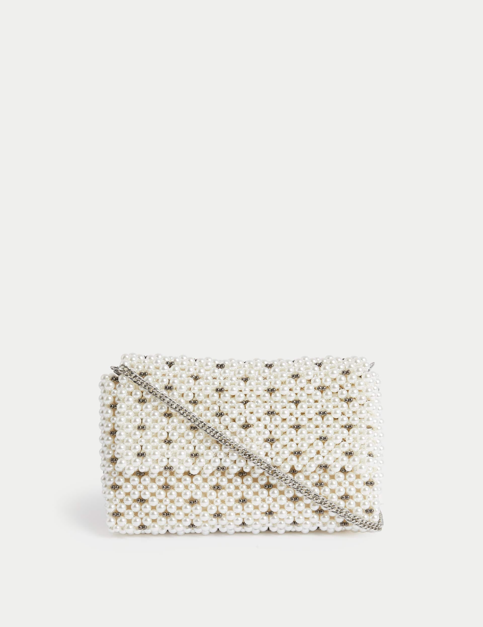 M&S Women's Pearl Shoulder Bag - Cream, Cream