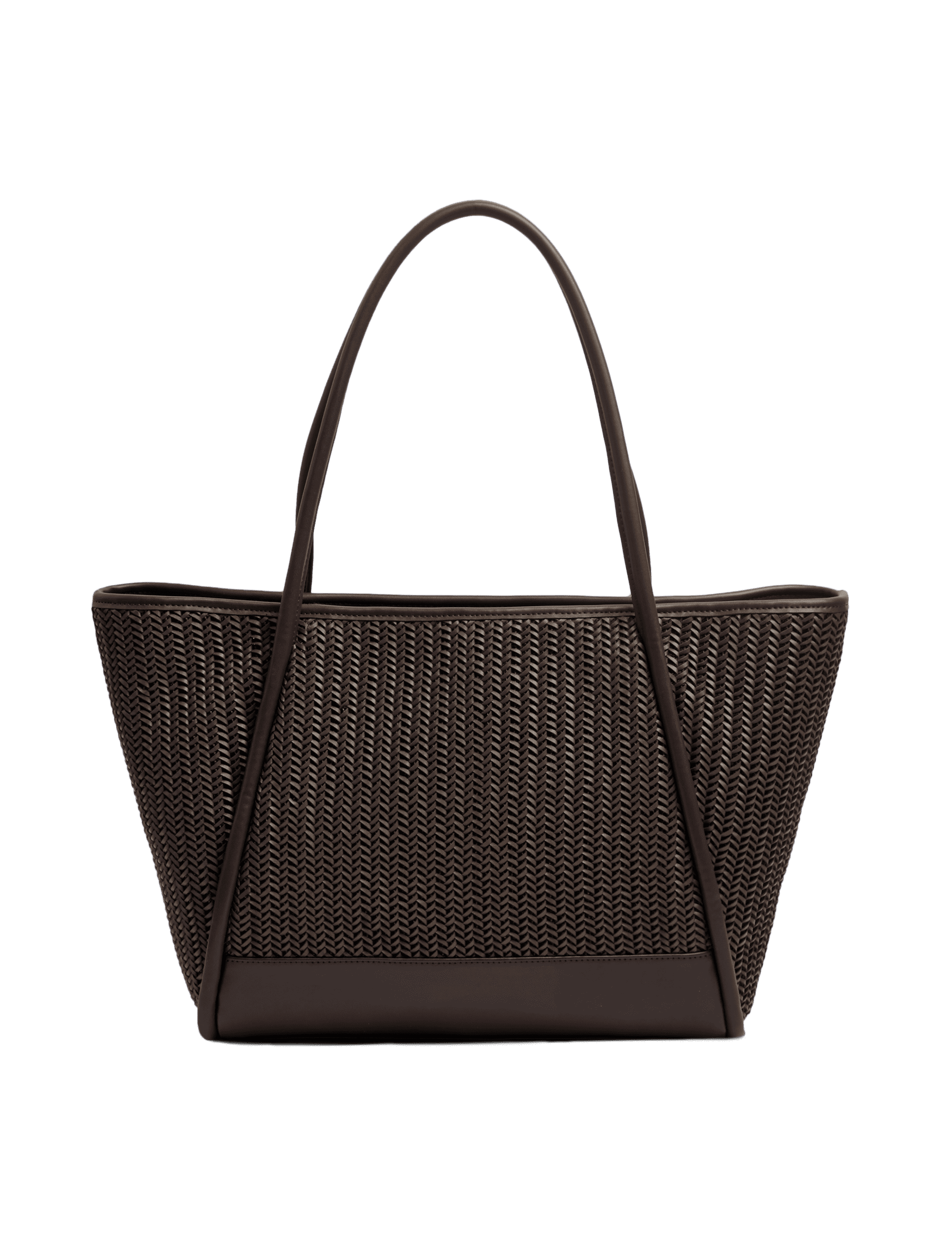 M&S Collection Women's Faux Leather Woven Structured Tote Bag - Brown Mix, Black,Brown Mix